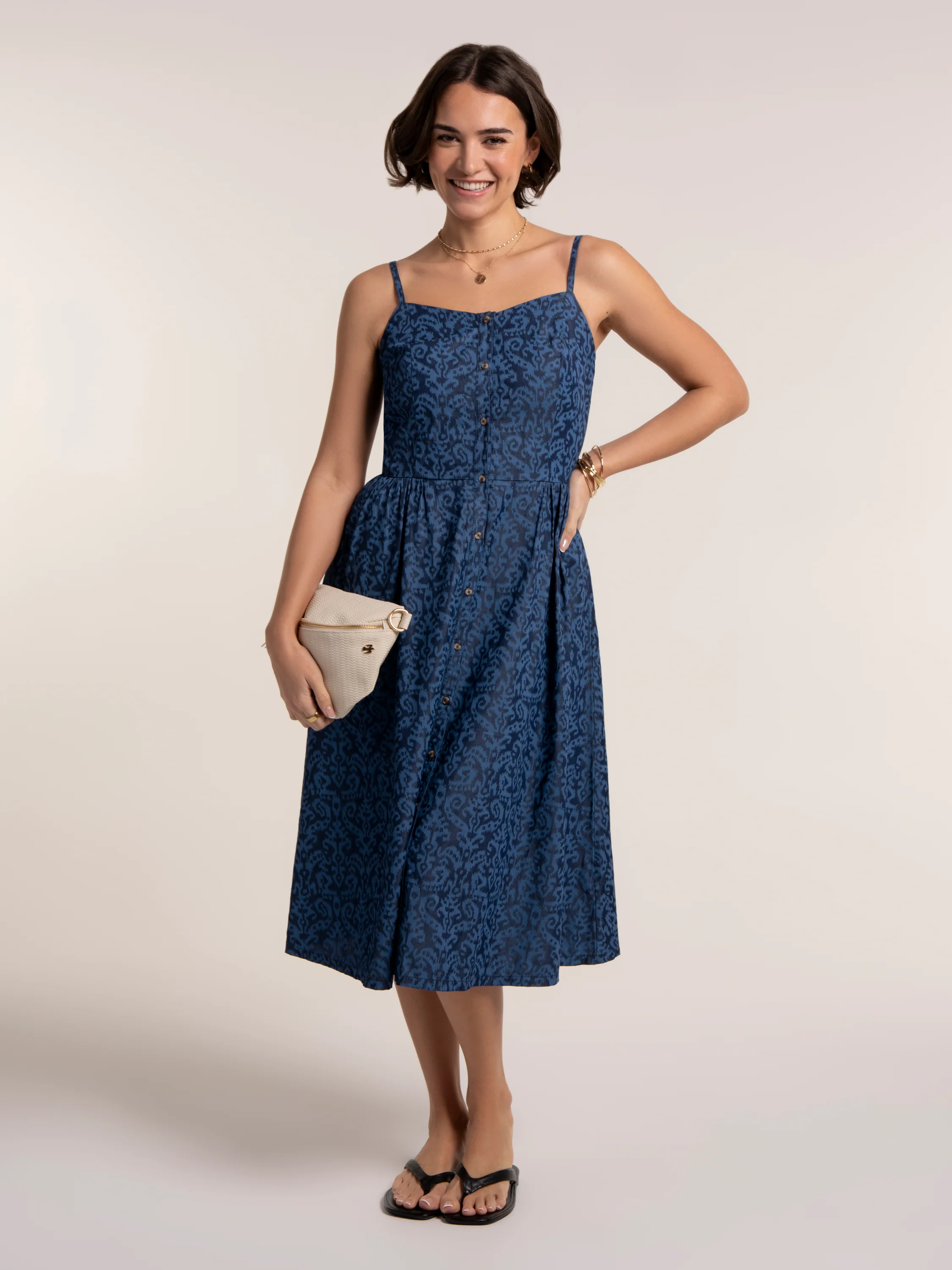Mari Ikat Printed Midi Dress