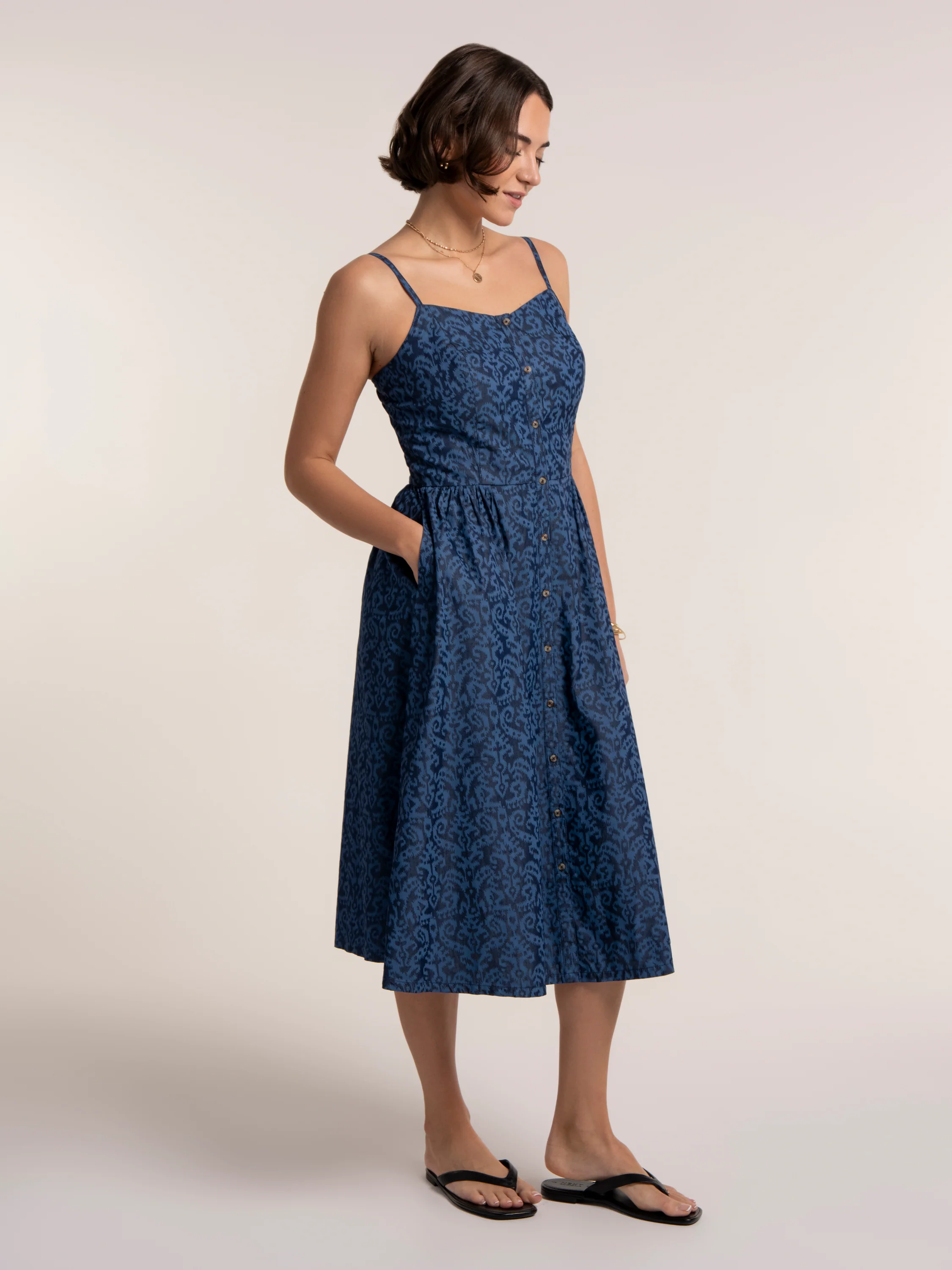 Mari Ikat Printed Midi Dress - Image 3