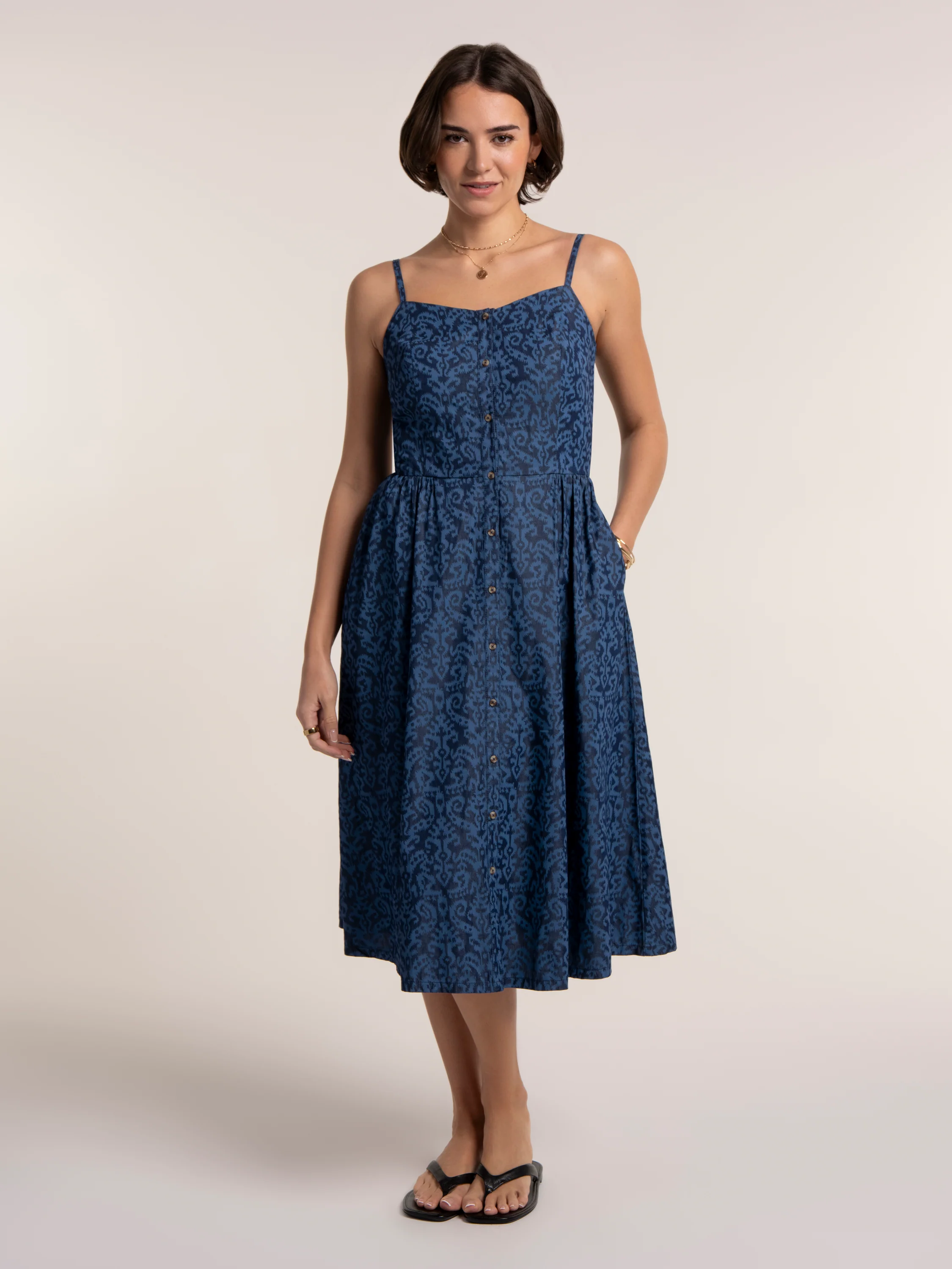 Mari Ikat Printed Midi Dress - Image 6