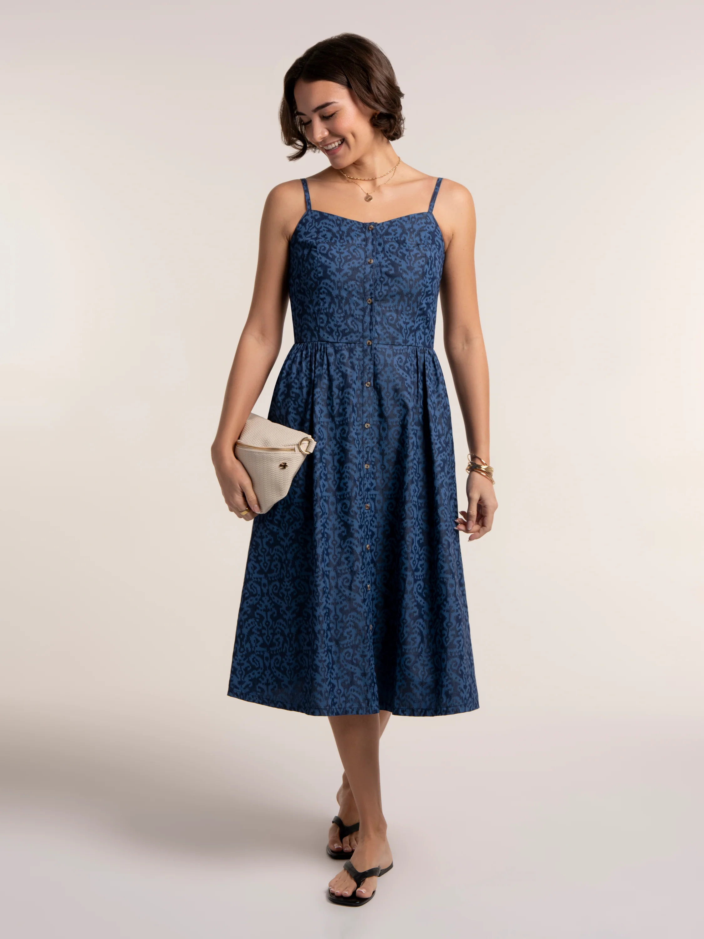 Mari Ikat Printed Midi Dress - Image 7
