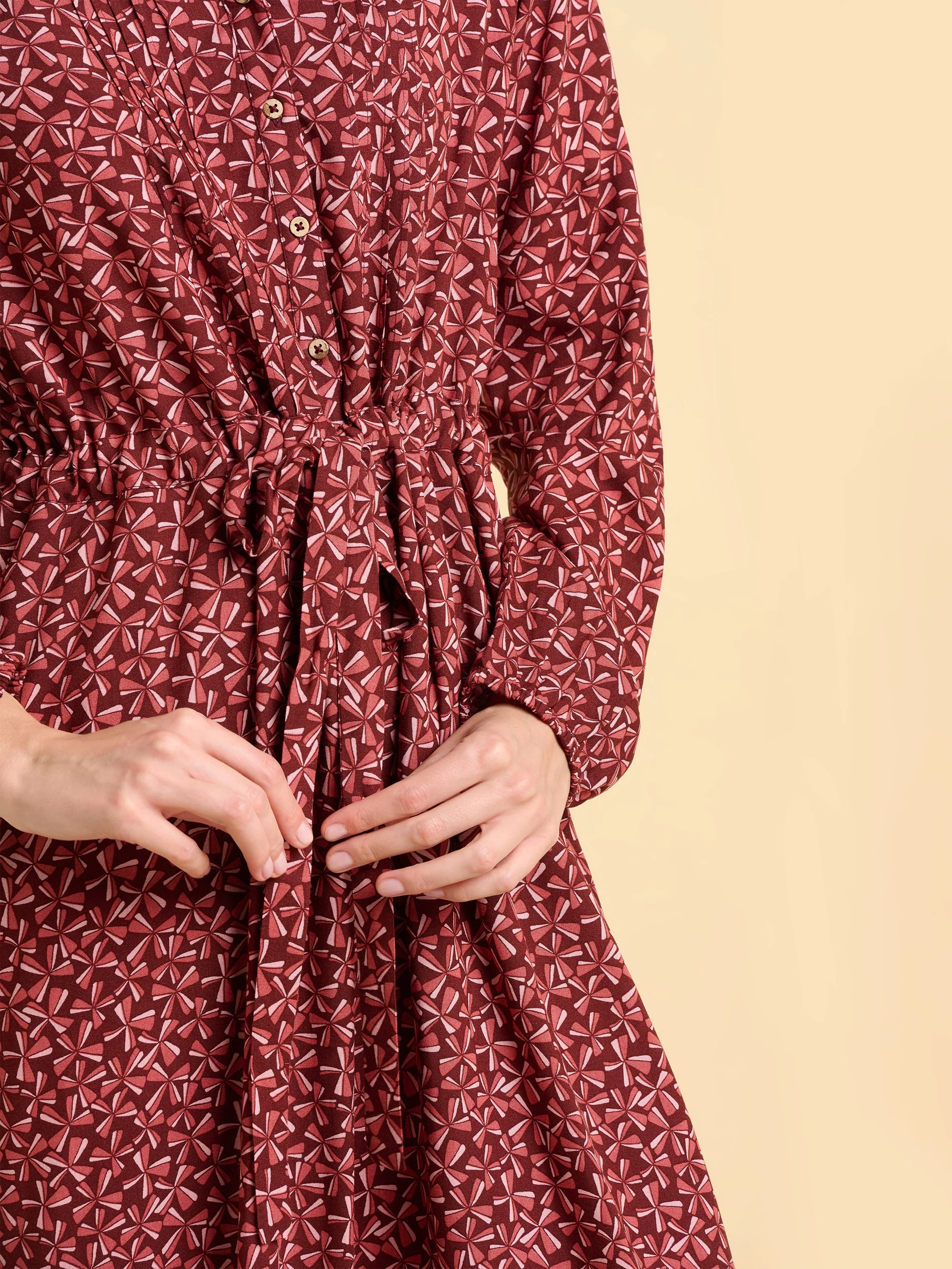 Meadow Burgundy Midi Dress - Image 4