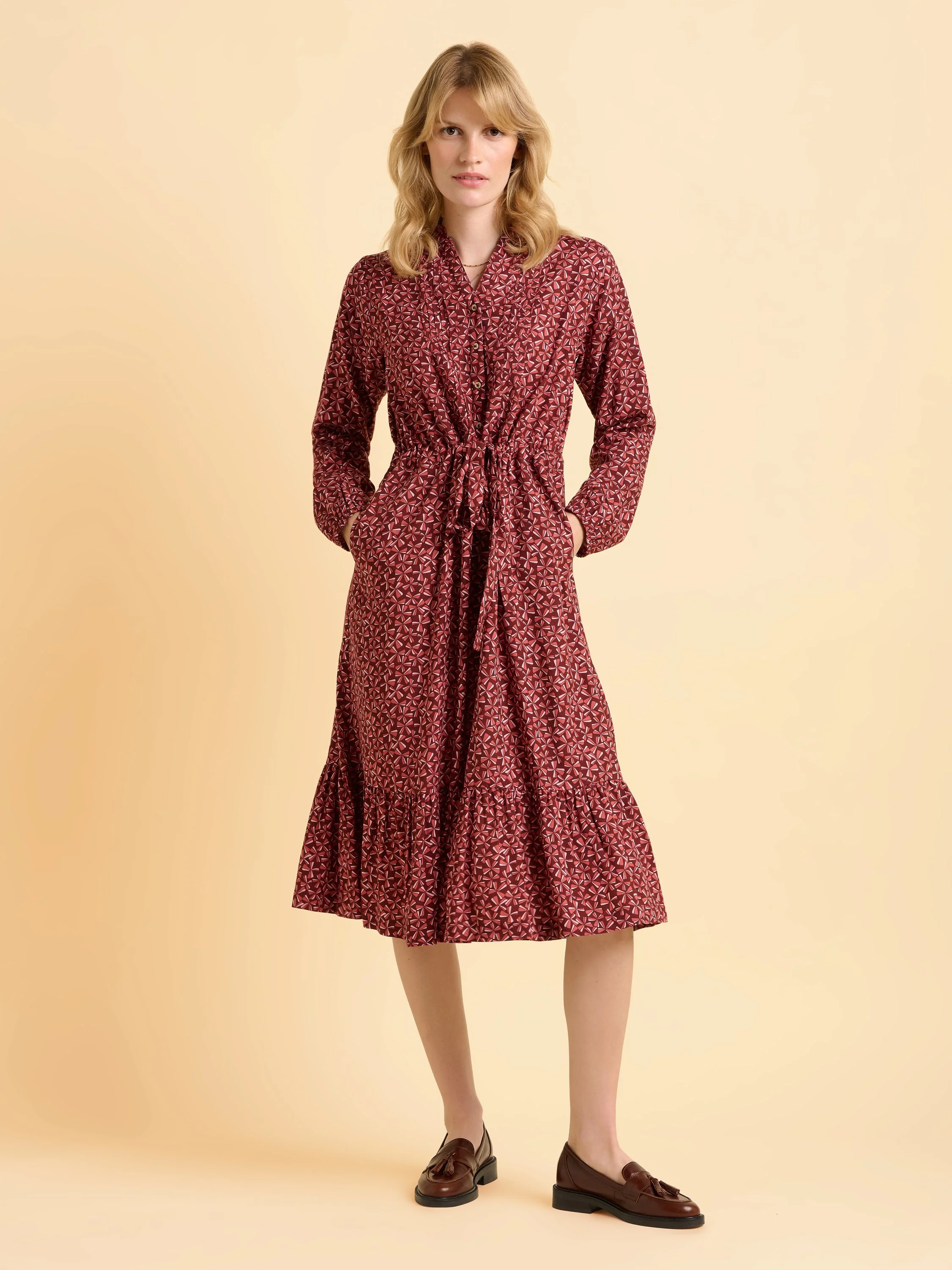 Meadow Burgundy Midi Dress - Image 5
