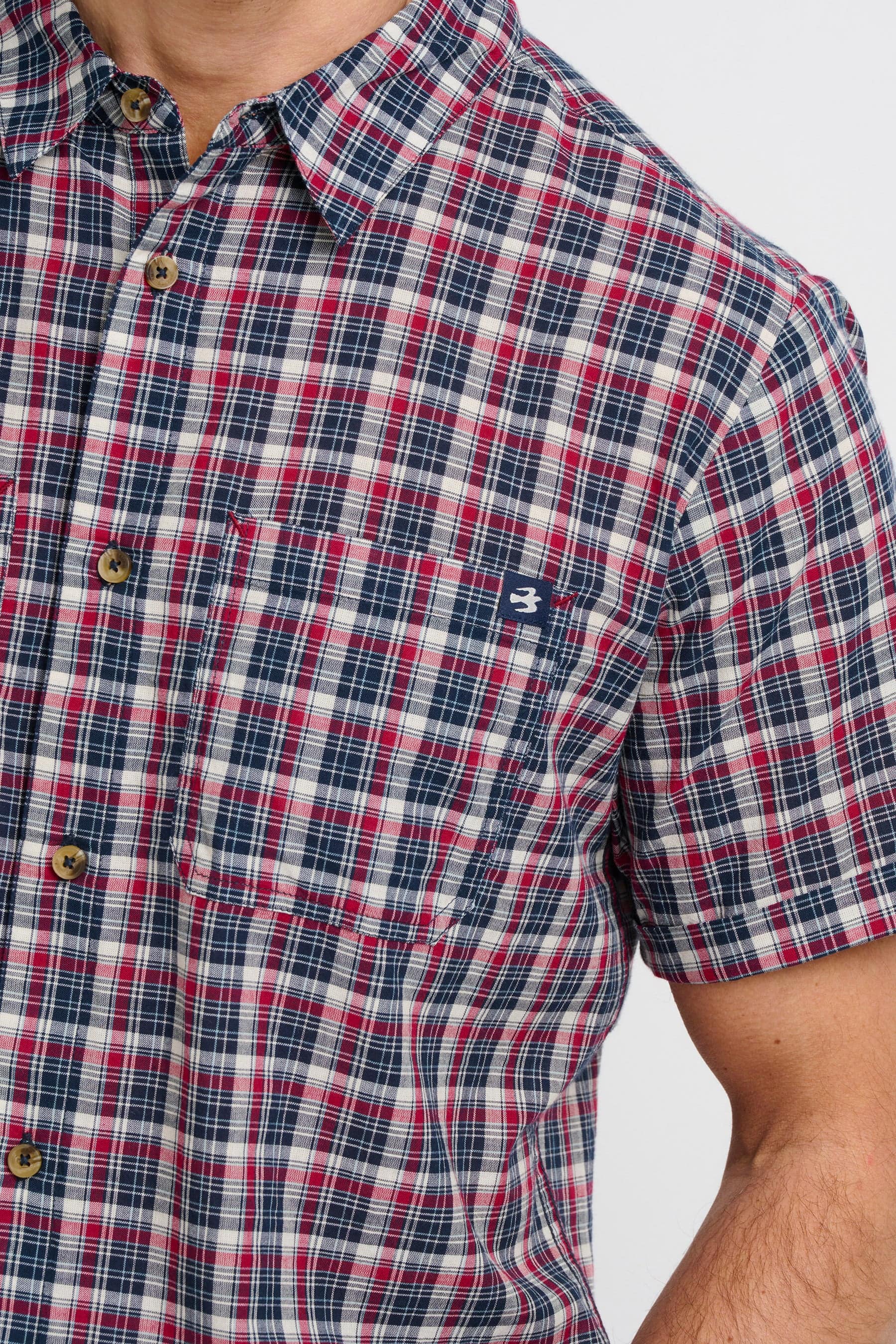 Navy and Red Checked Shirt - Image 3
