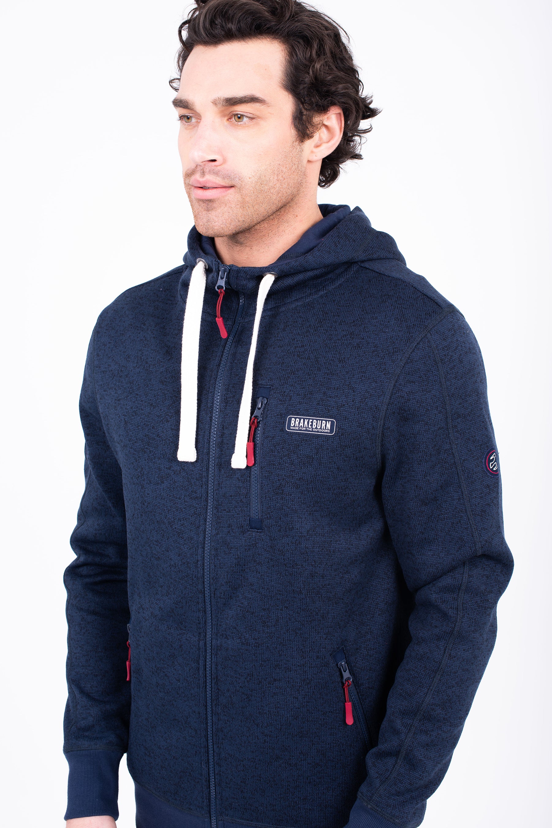 Navy Marl Zip Thru Hoodie - Image 2