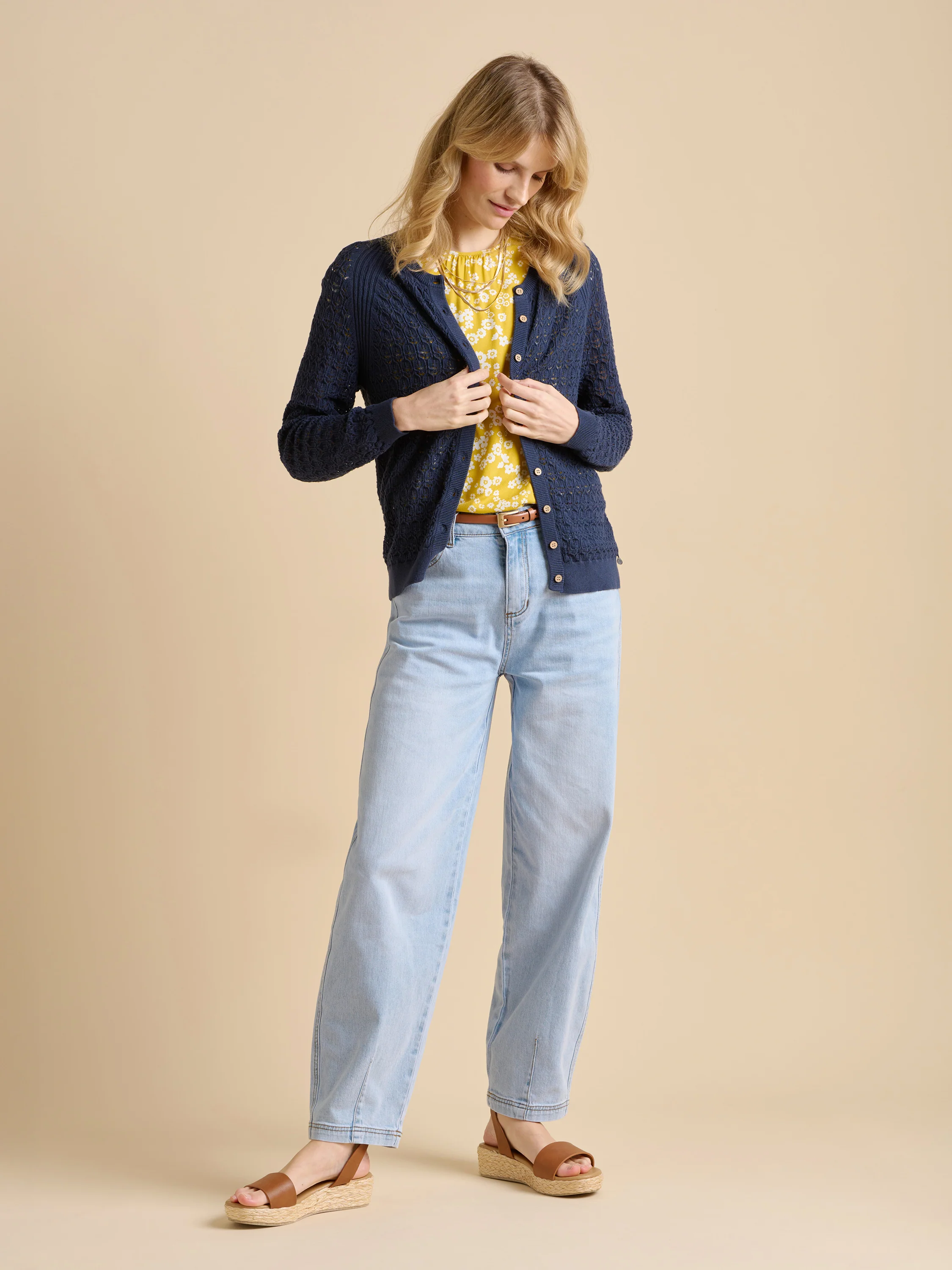 Navy Pointelle Cardigan - Image 3