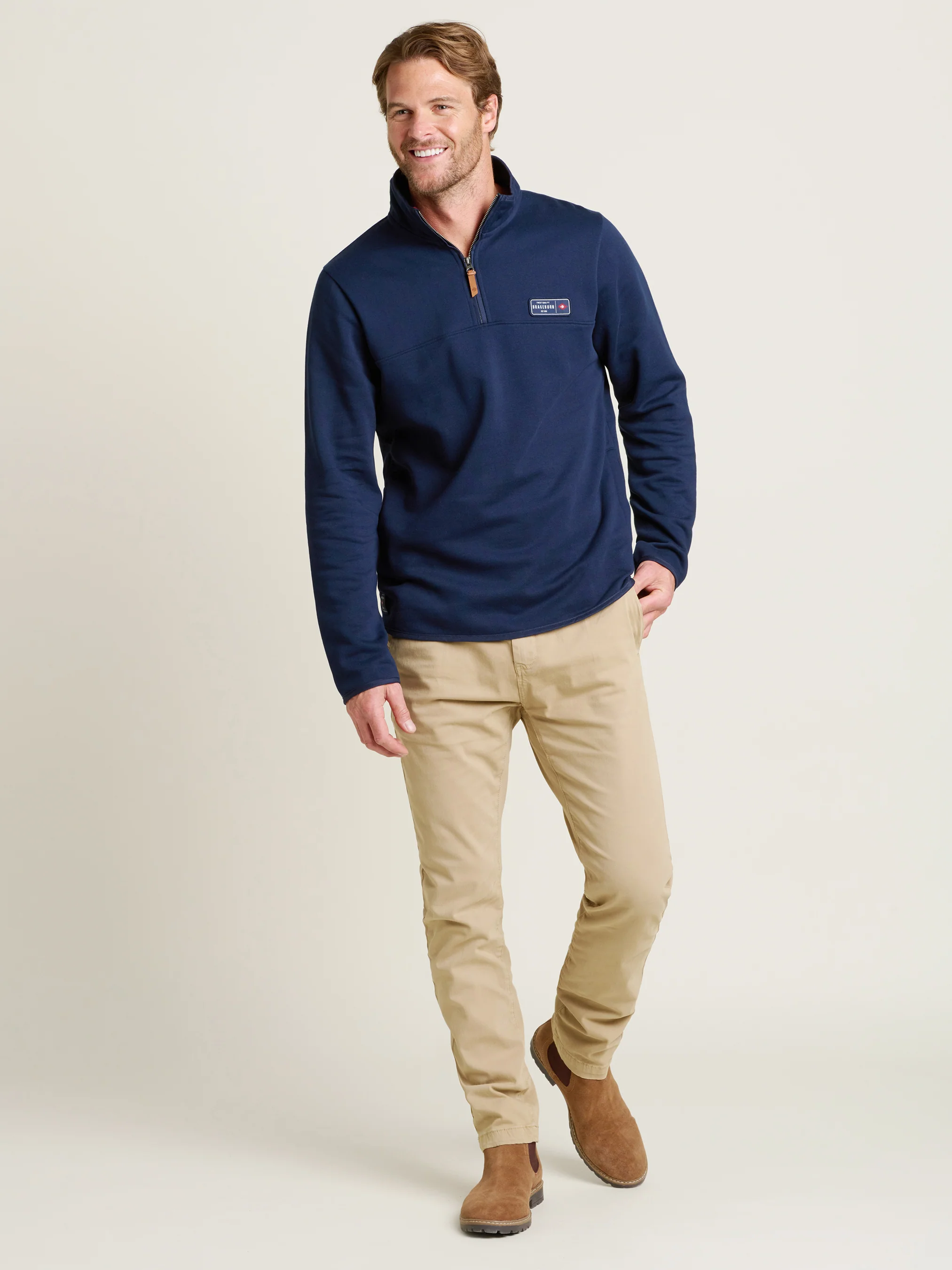 Men's Navy Quarter Zip Sweatshirt - Image 3