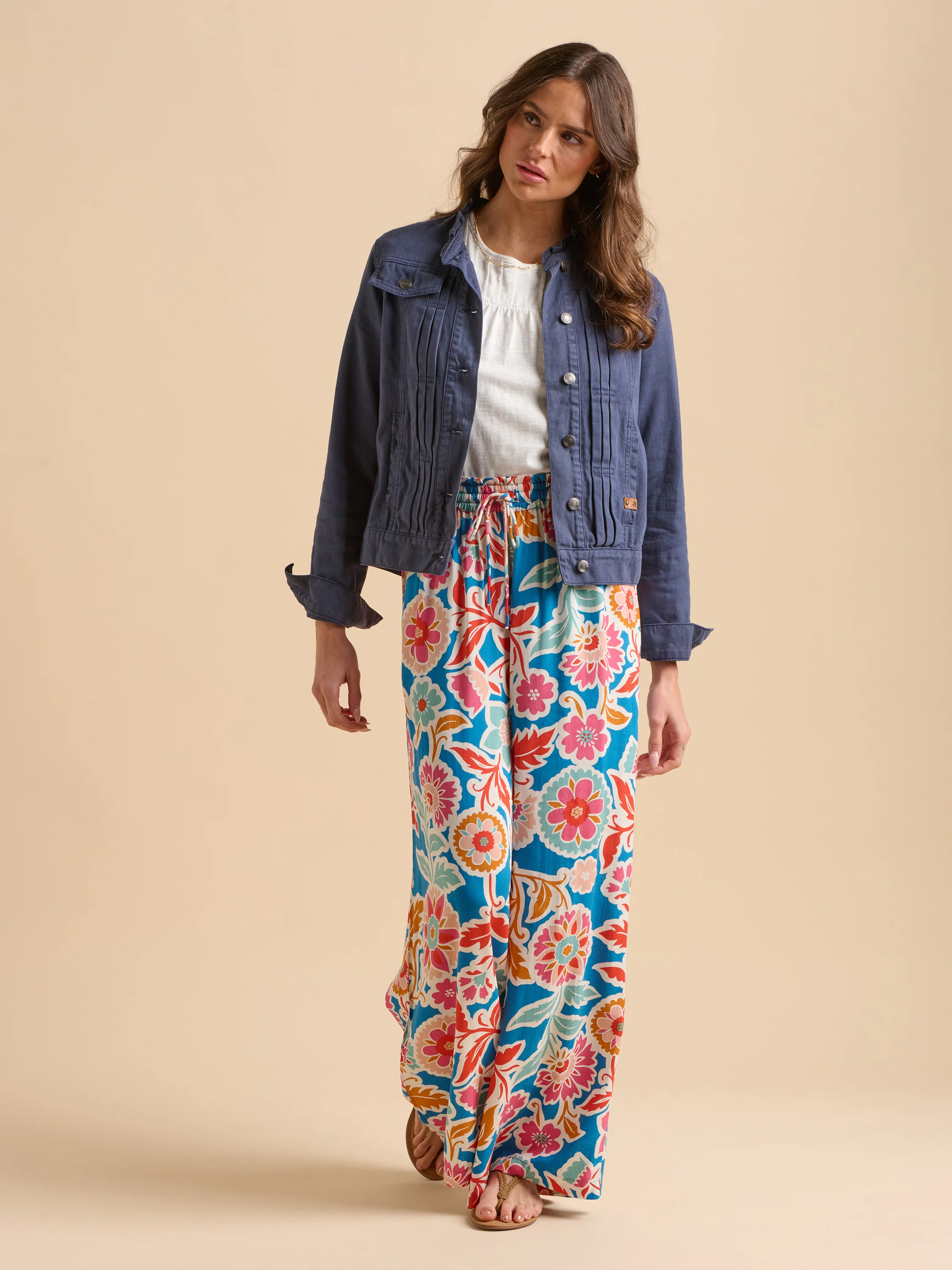 Navy Ruffle Neck Jacket - Image 4