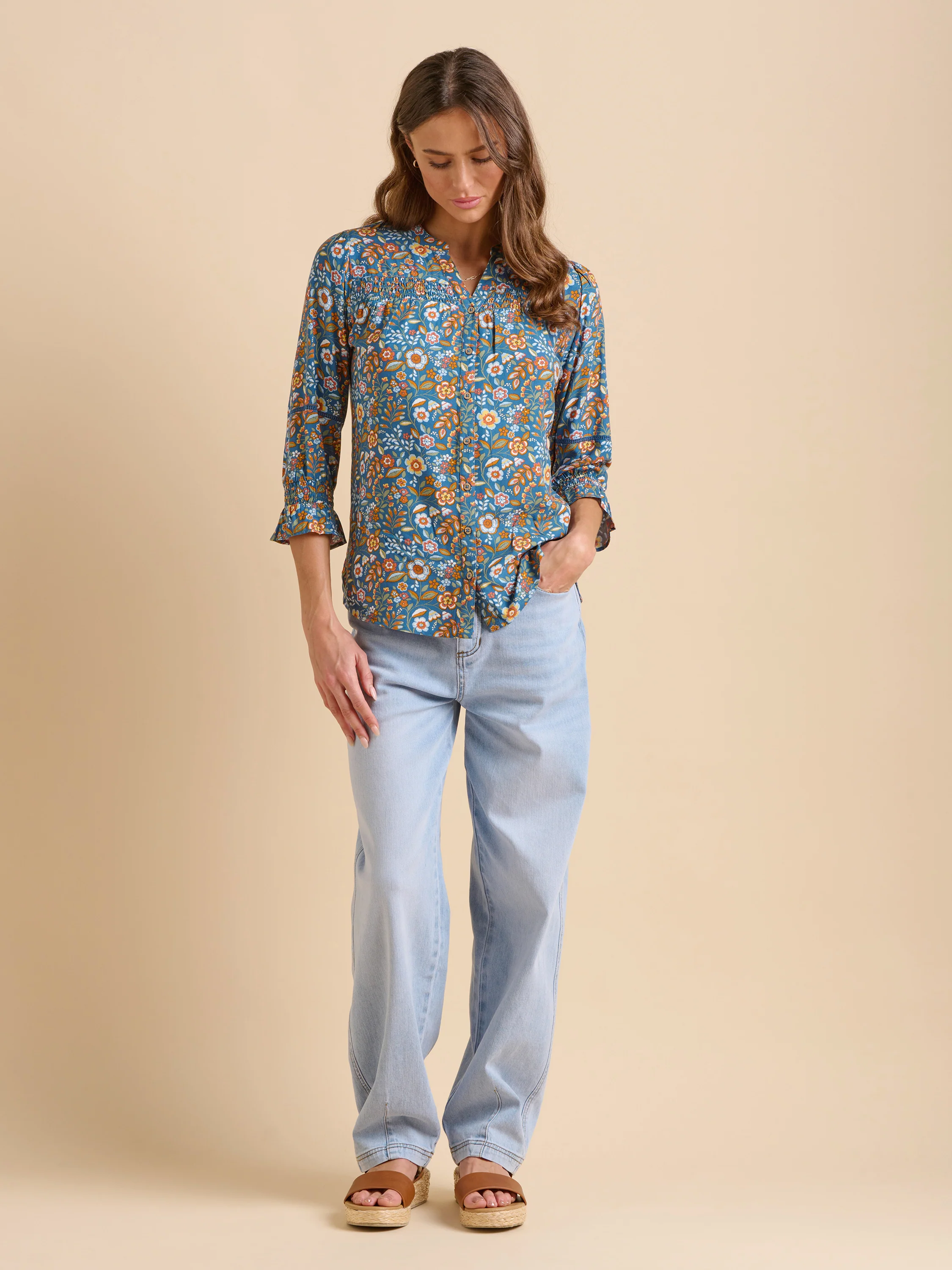 Navy Secret Garden Blouse - Image 5