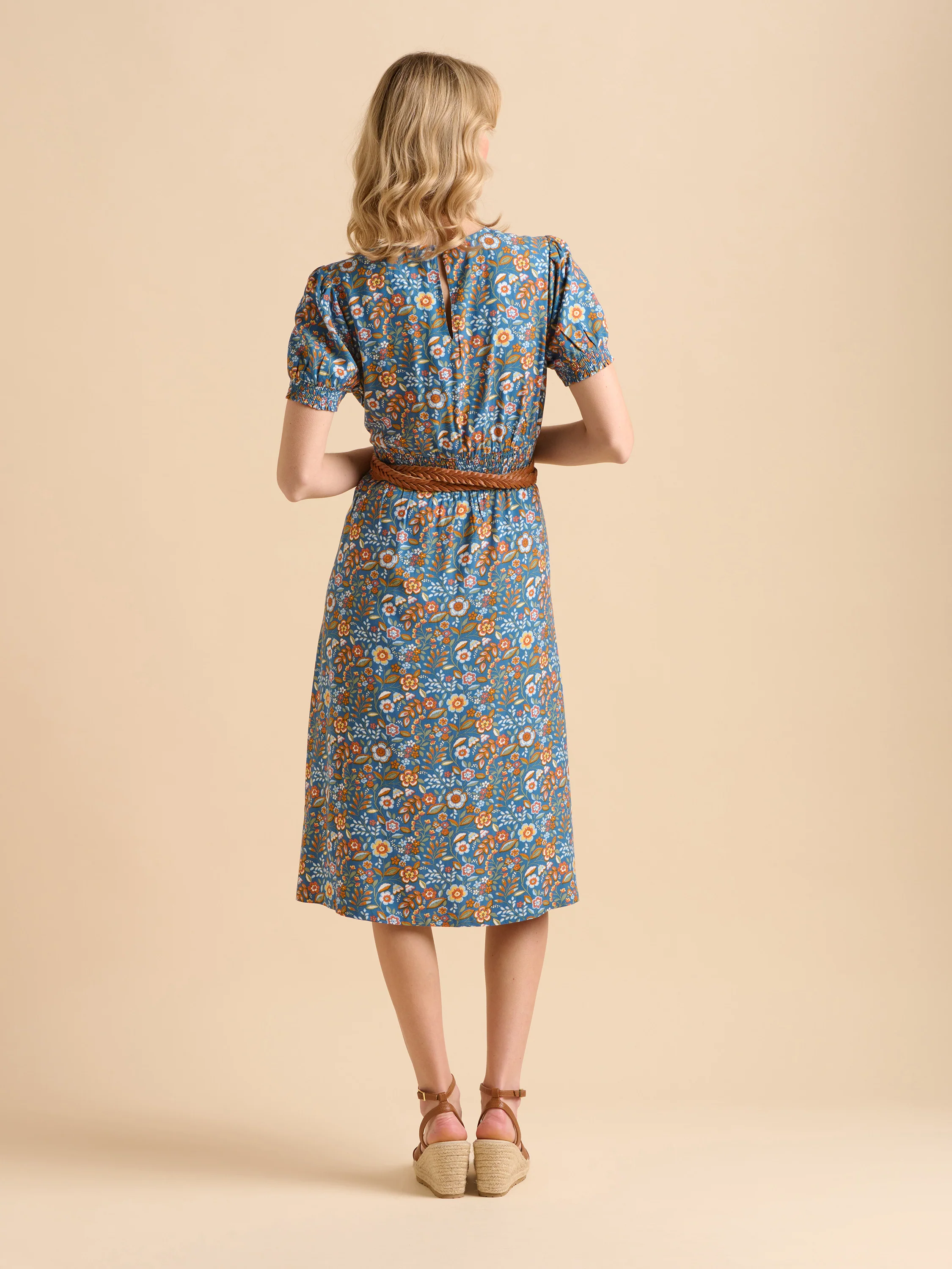 Navy Secret Garden Midi Dress - Image 3