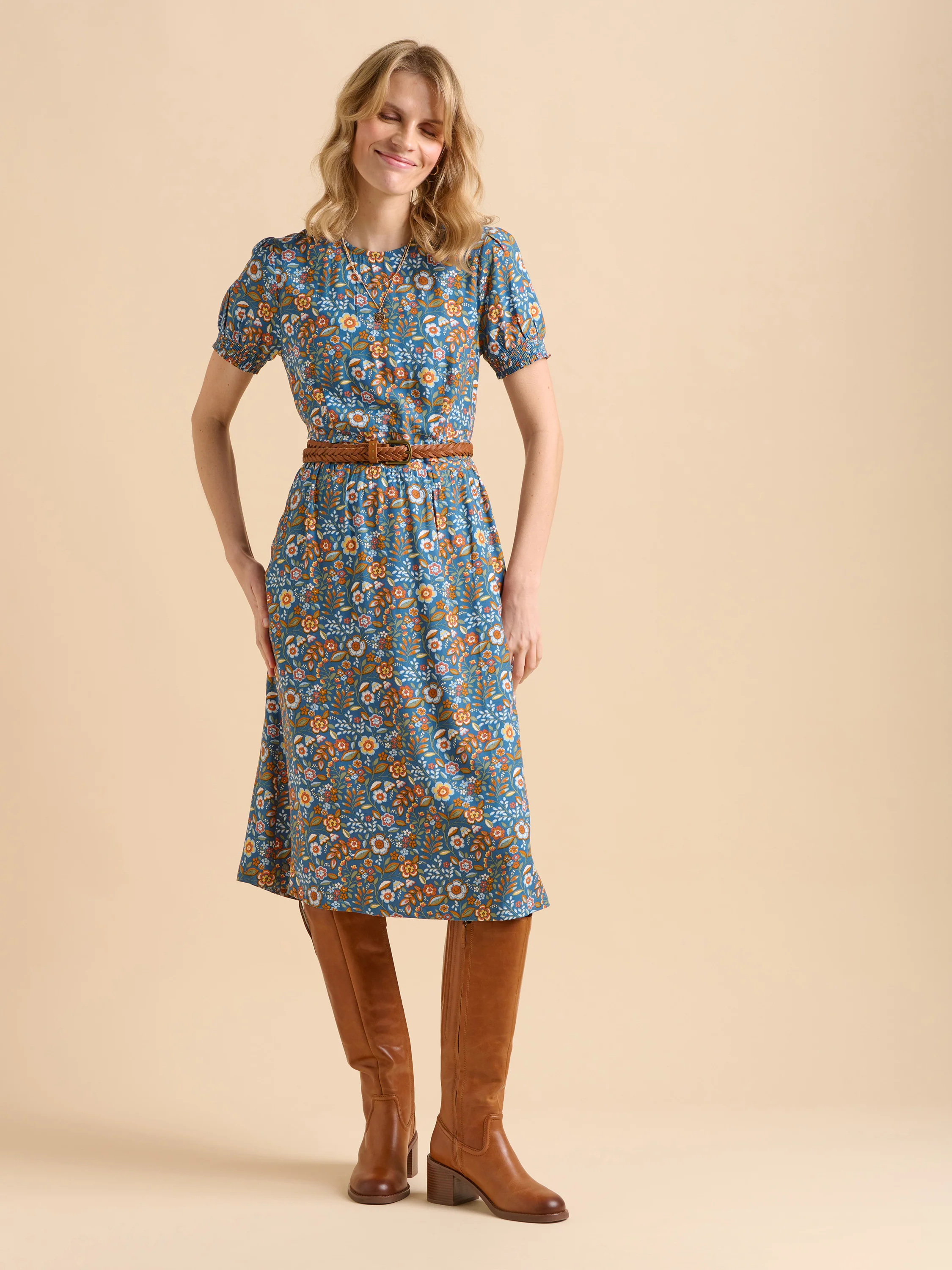 Navy Secret Garden Midi Dress - Image 6