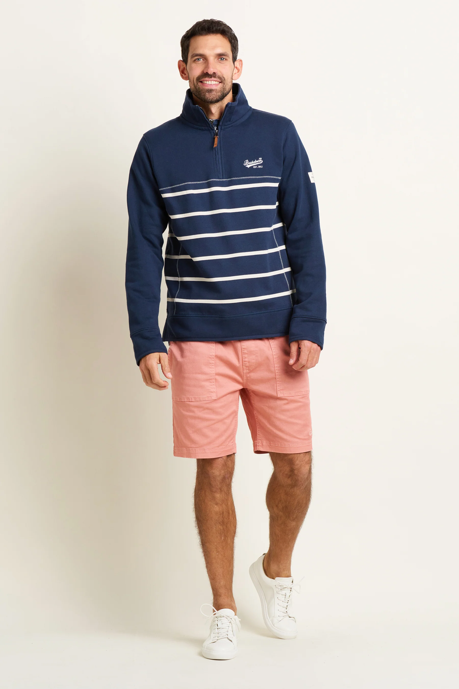Navy Stripe Quarter Zip Sweat - Image 4
