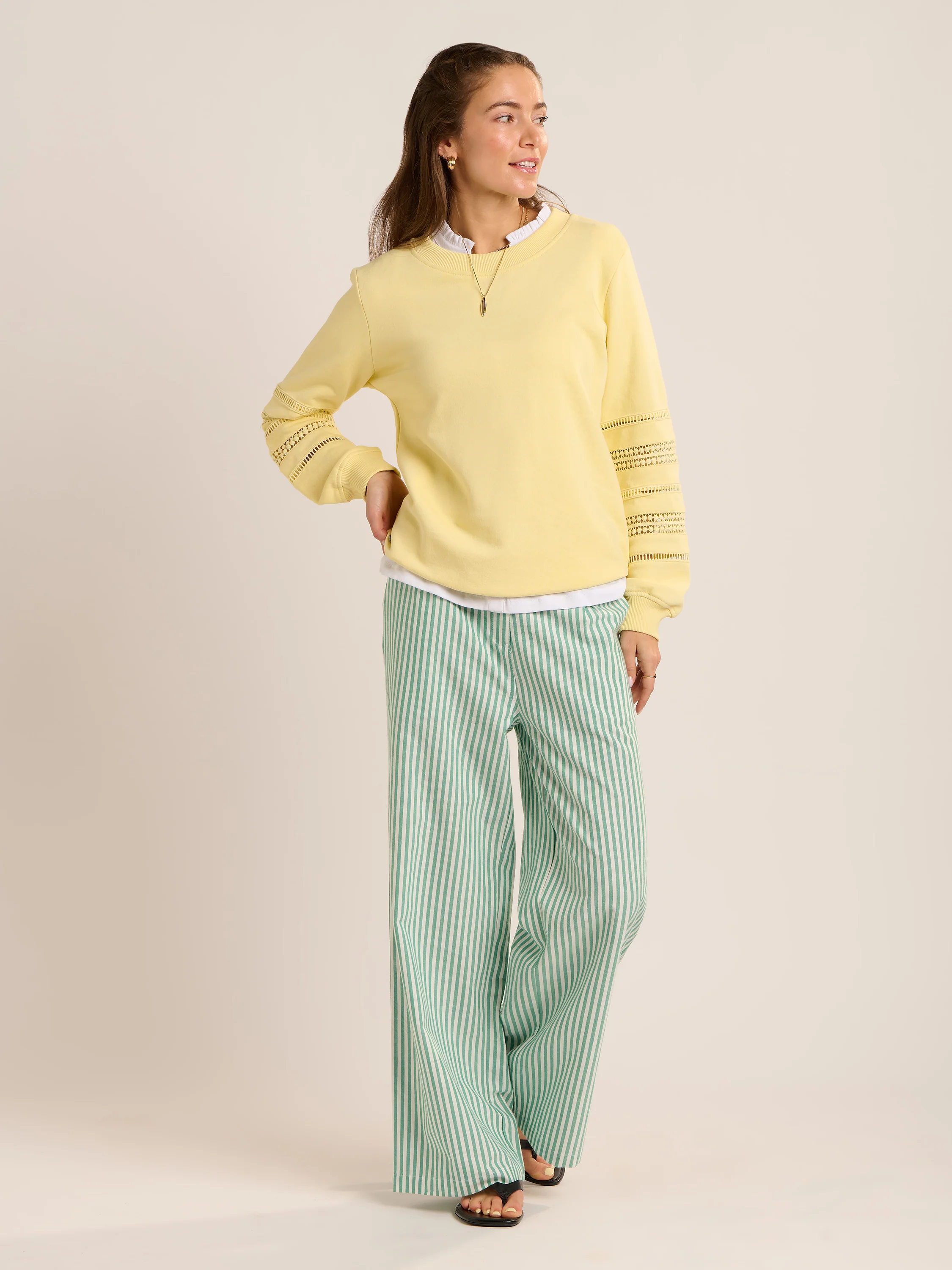Phoebe Stripe Wide Leg Trouser - Image 2