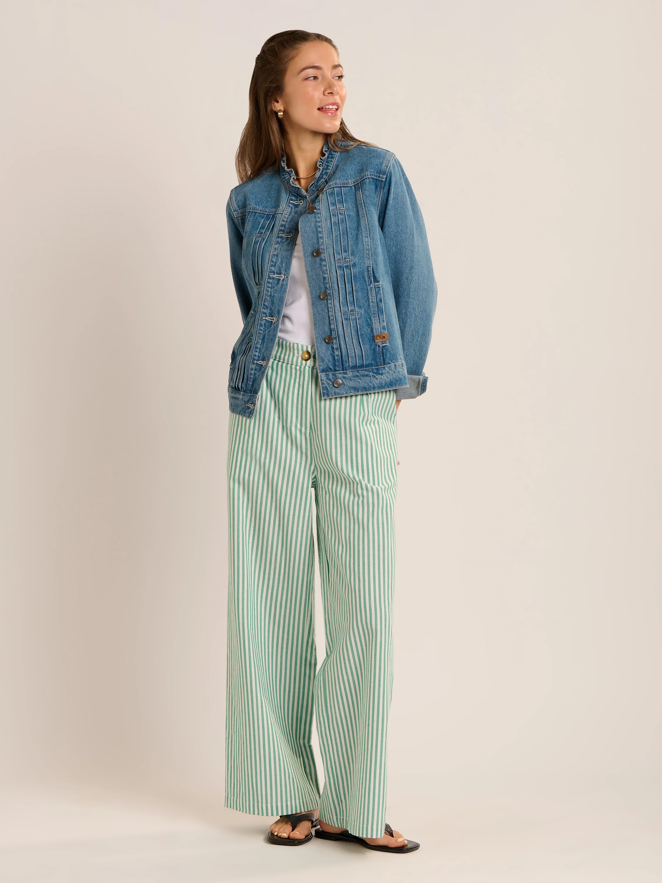 Phoebe Stripe Wide Leg Trouser - Image 6