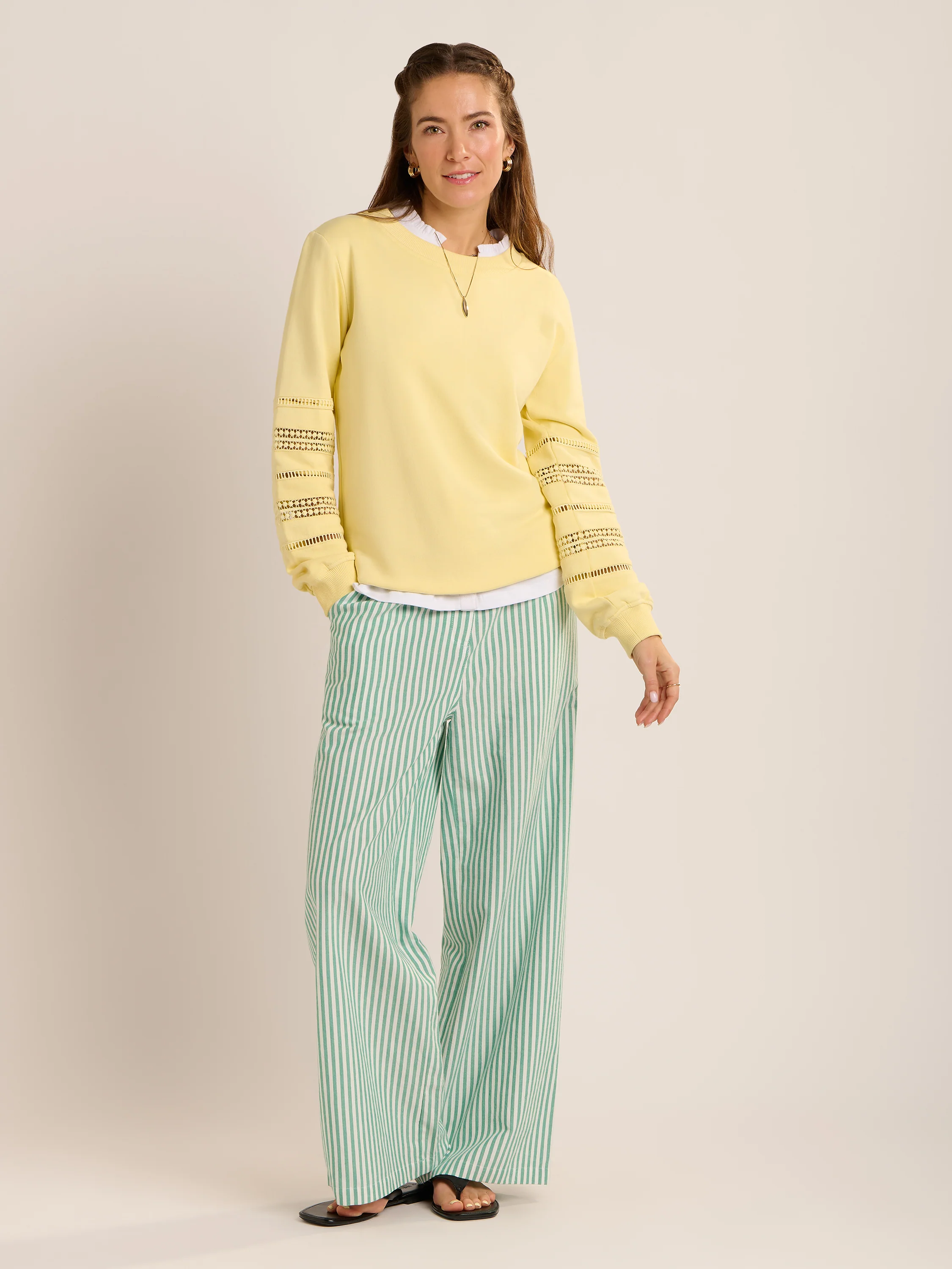 Phoebe Stripe Wide Leg Trouser - Image 7