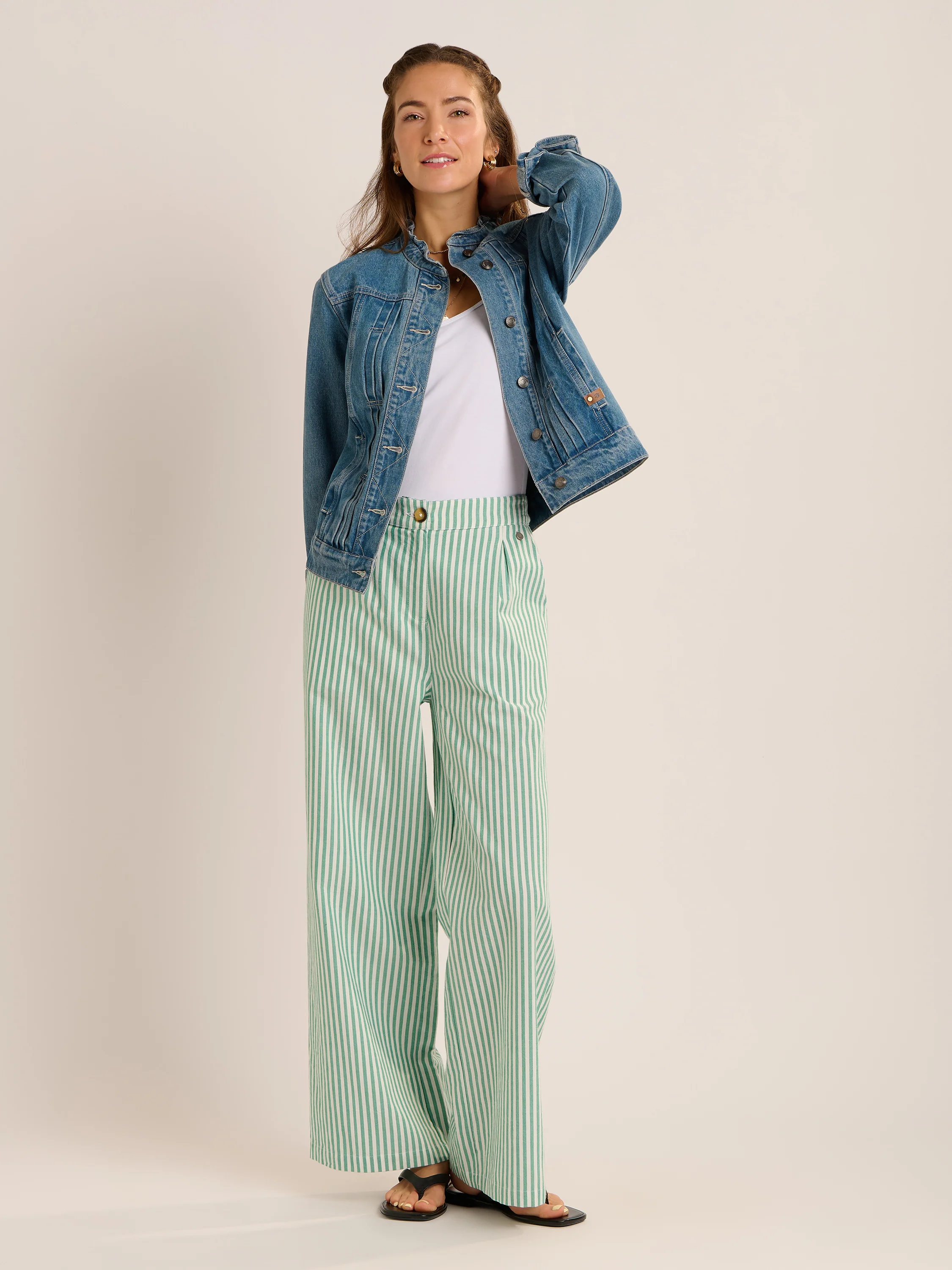 Phoebe Stripe Wide Leg Trouser - Image 8