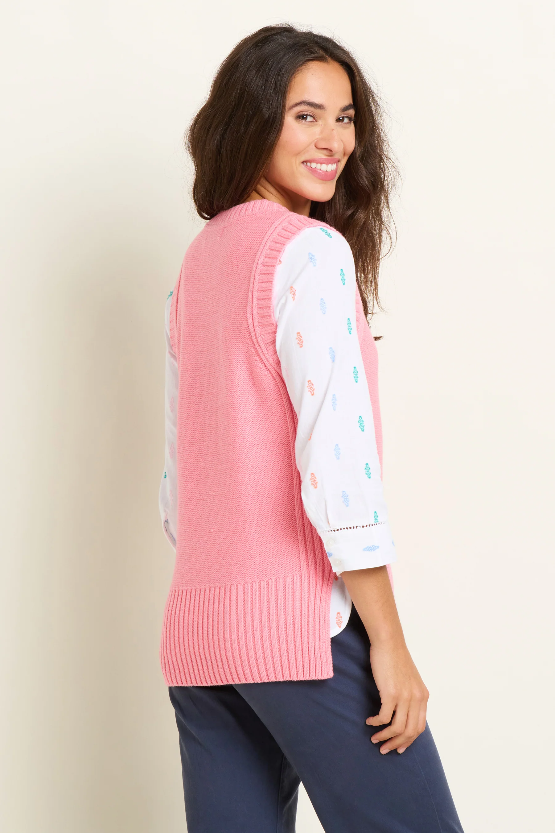 Pink Dip Hem Knitted Vest - Image 2