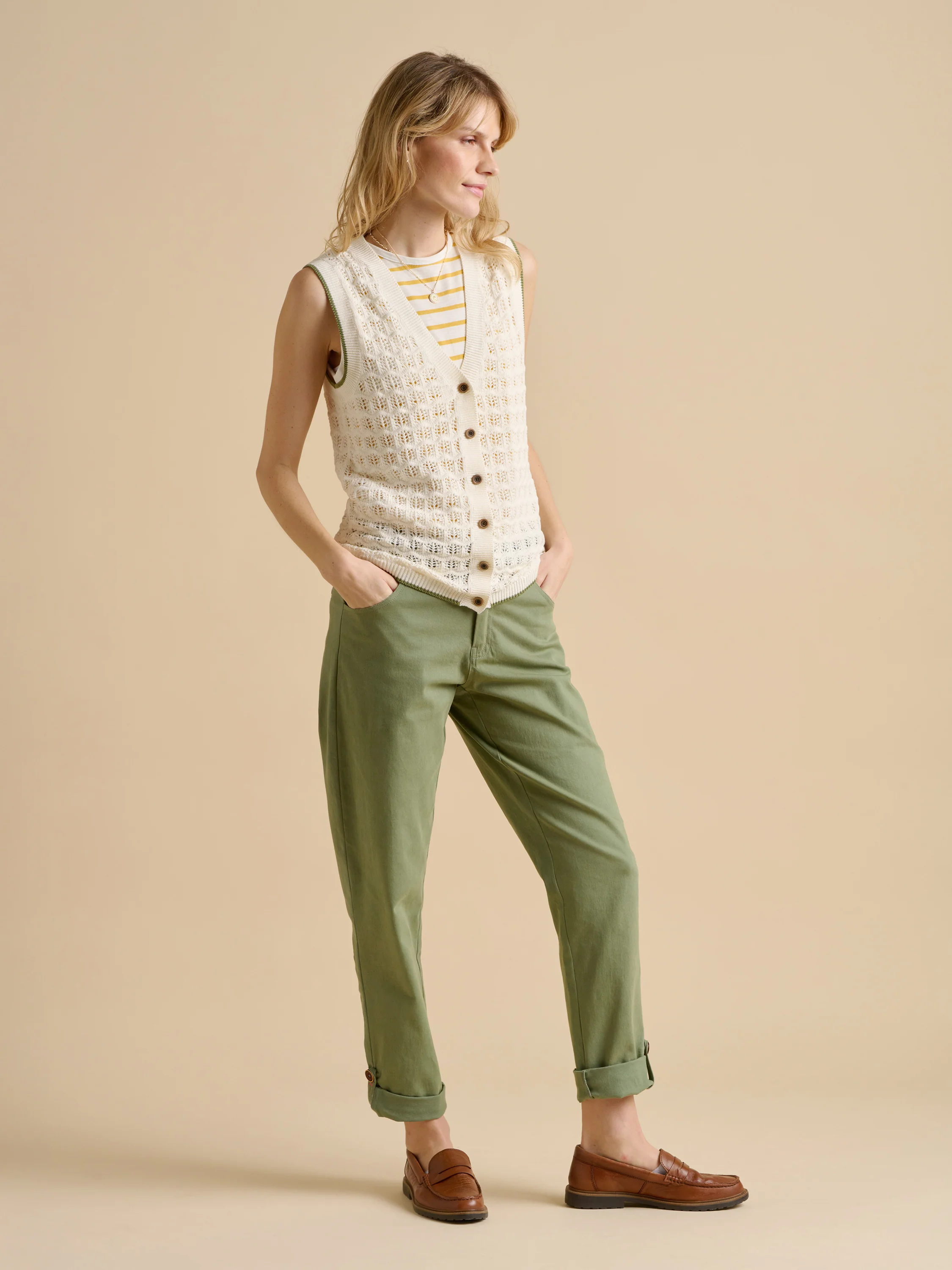 Pointelle Knitted Button Tank - Image 3