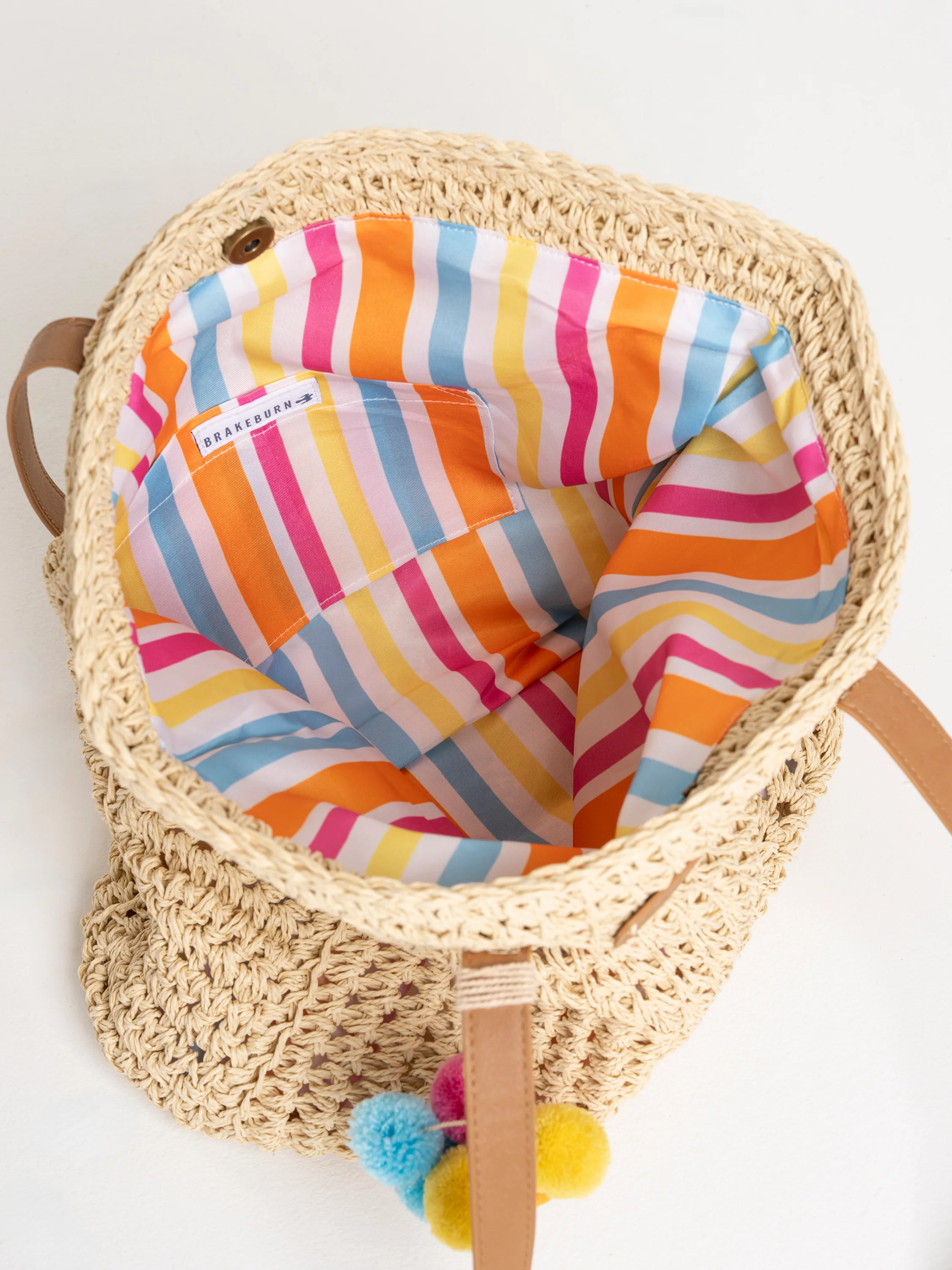 Pom Pom Raffia Beach Bag - Image 3