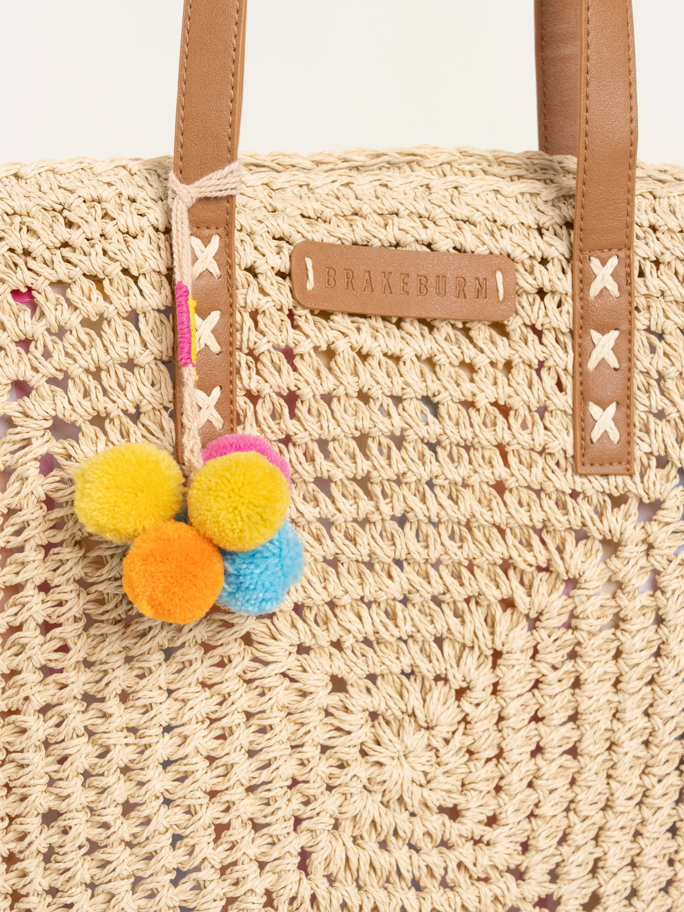 Pom Pom Raffia Beach Bag - Image 4