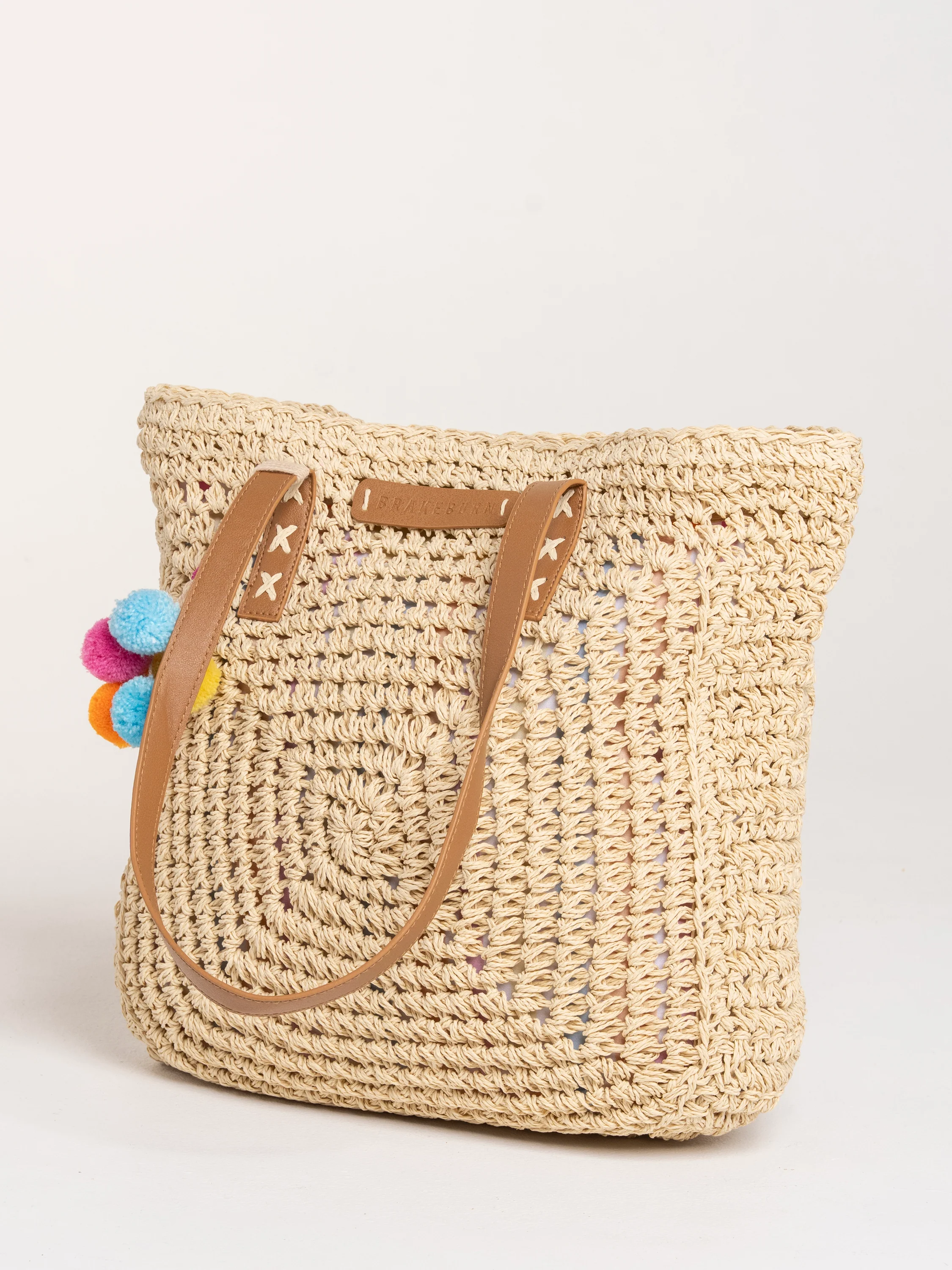 Pom Pom Raffia Beach Bag - Image 5