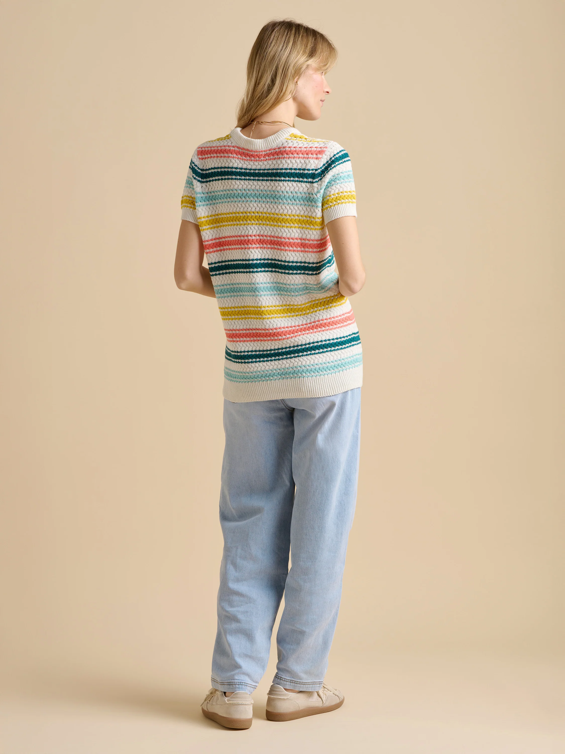 Rainbow Stripe Knitted Tee - Image 4