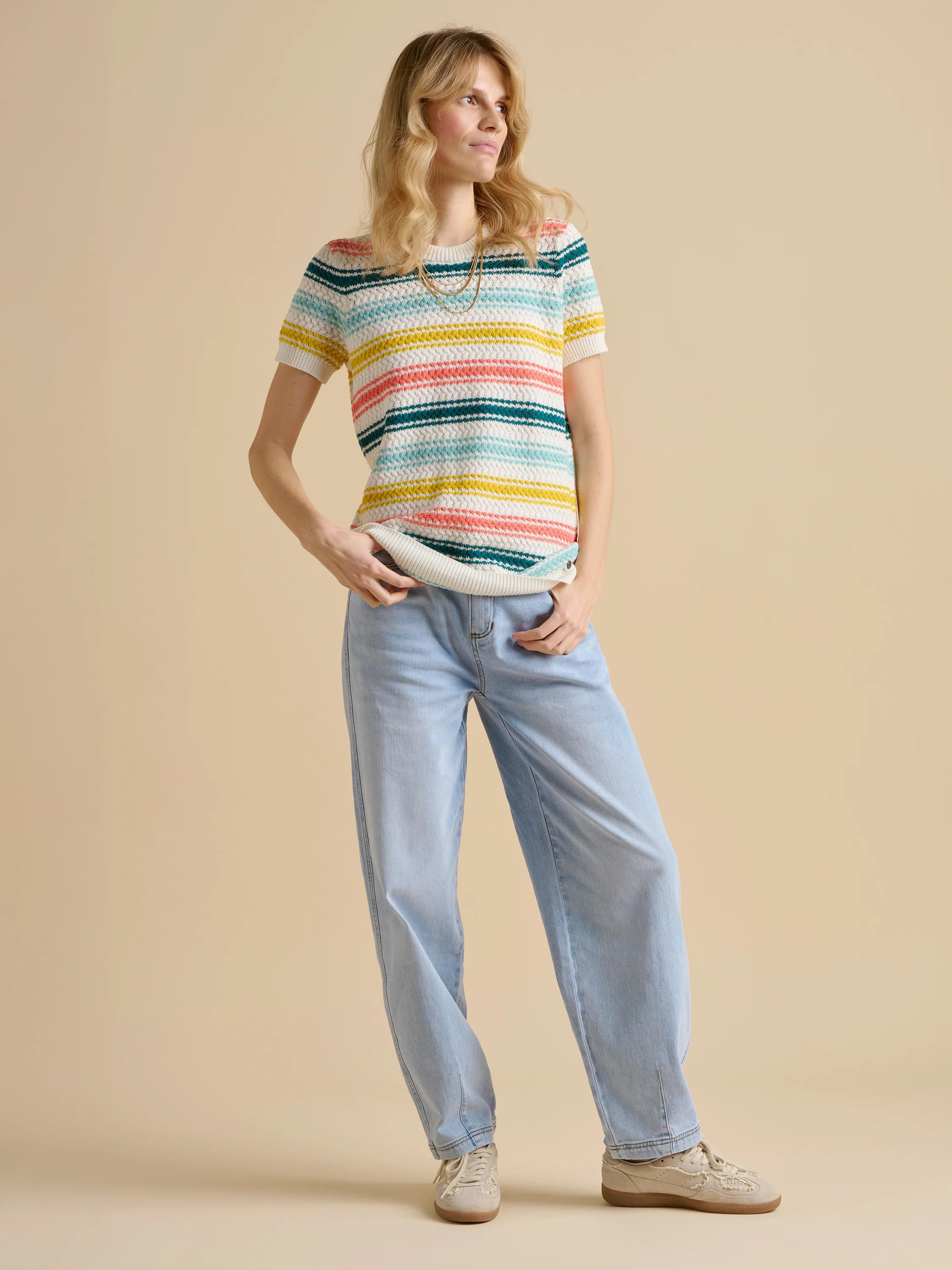 Rainbow Stripe Knitted Tee - Image 5