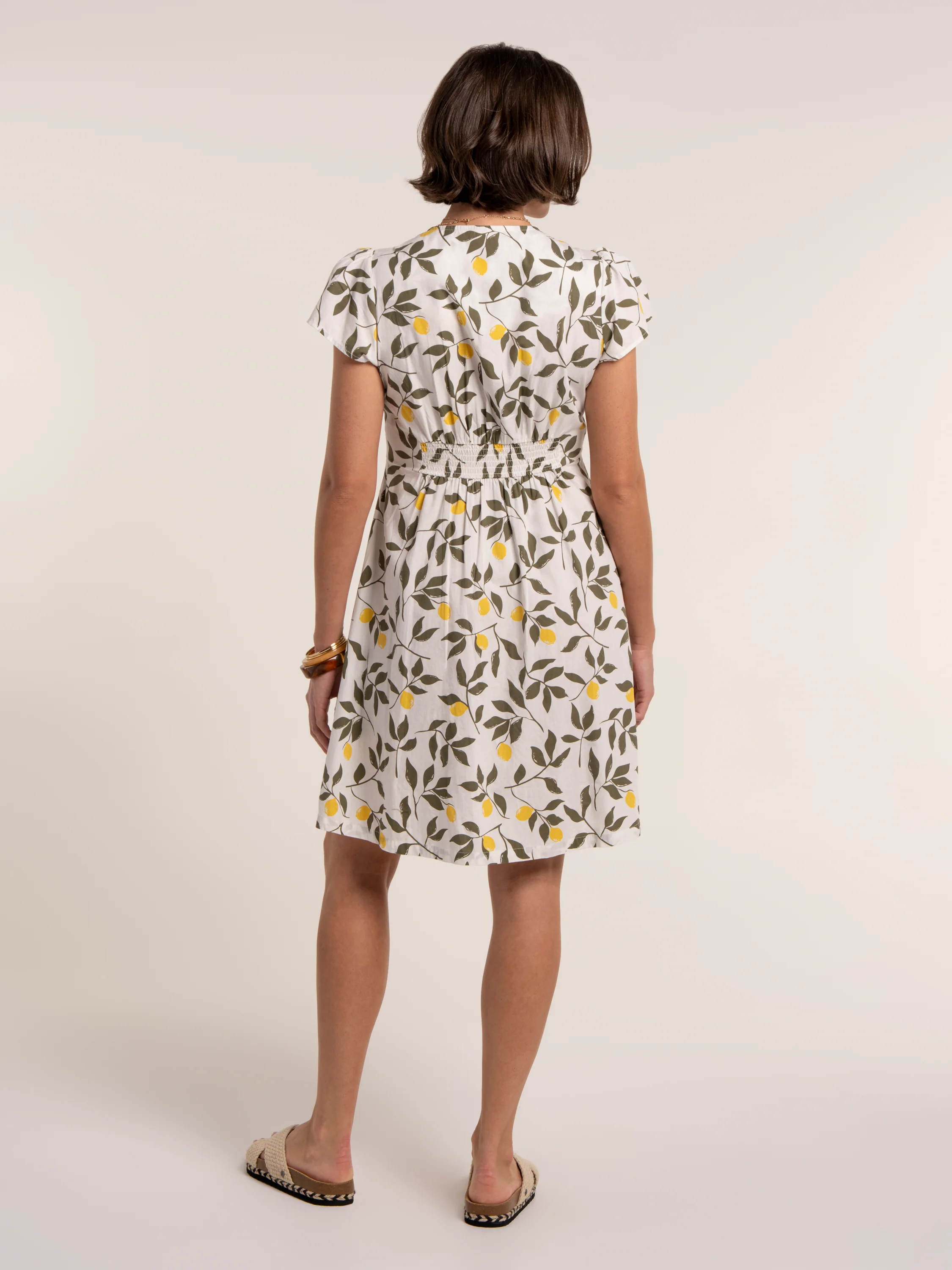 Renata Lemon Printed Knee Length Dress - Image 2