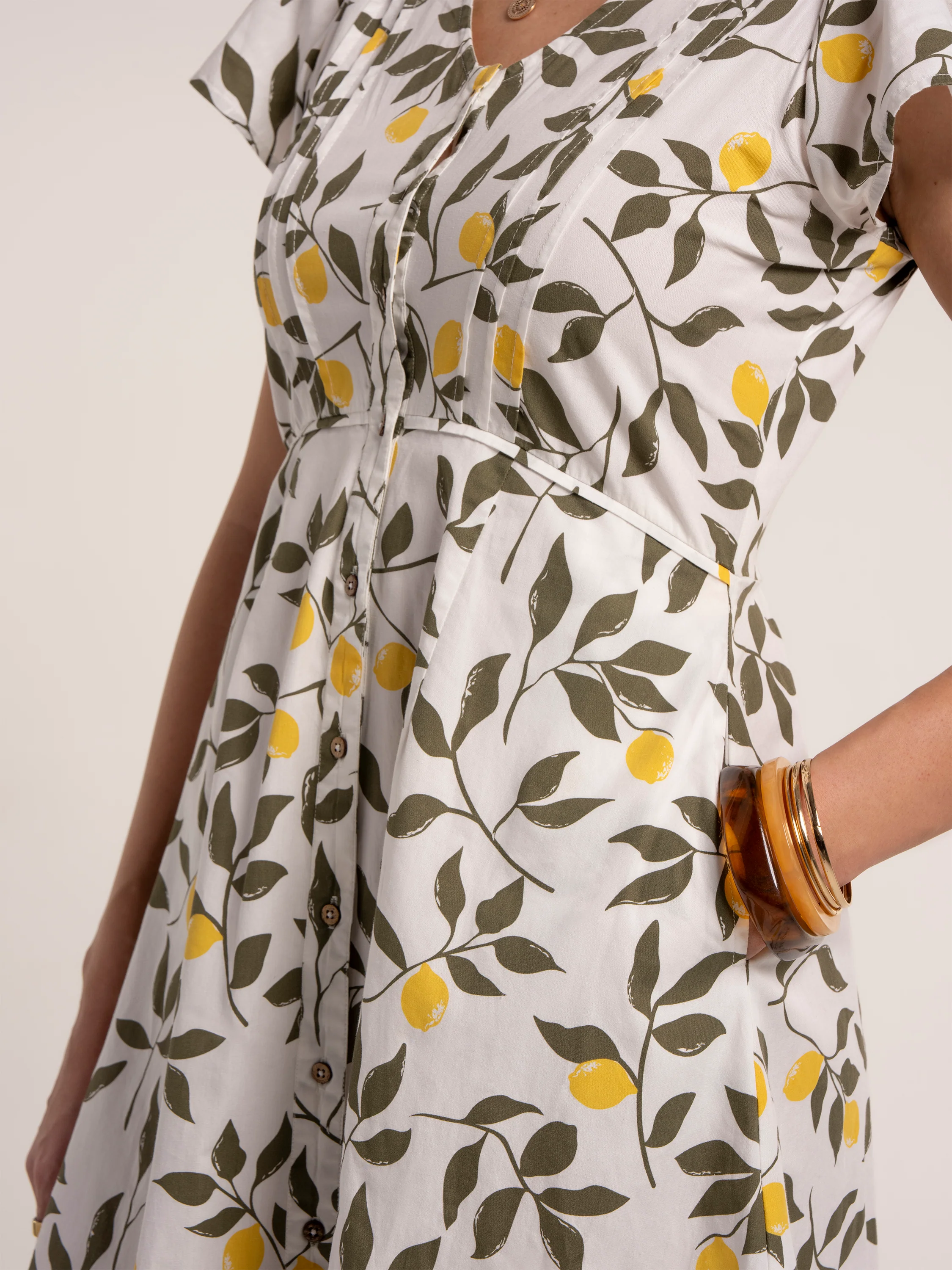 Renata Lemon Printed Knee Length Dress - Image 3