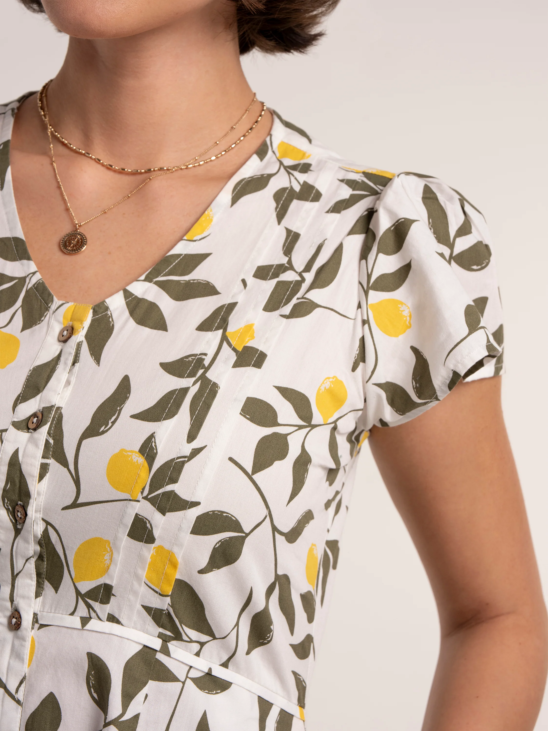 Renata Lemon Printed Knee Length Dress - Image 5