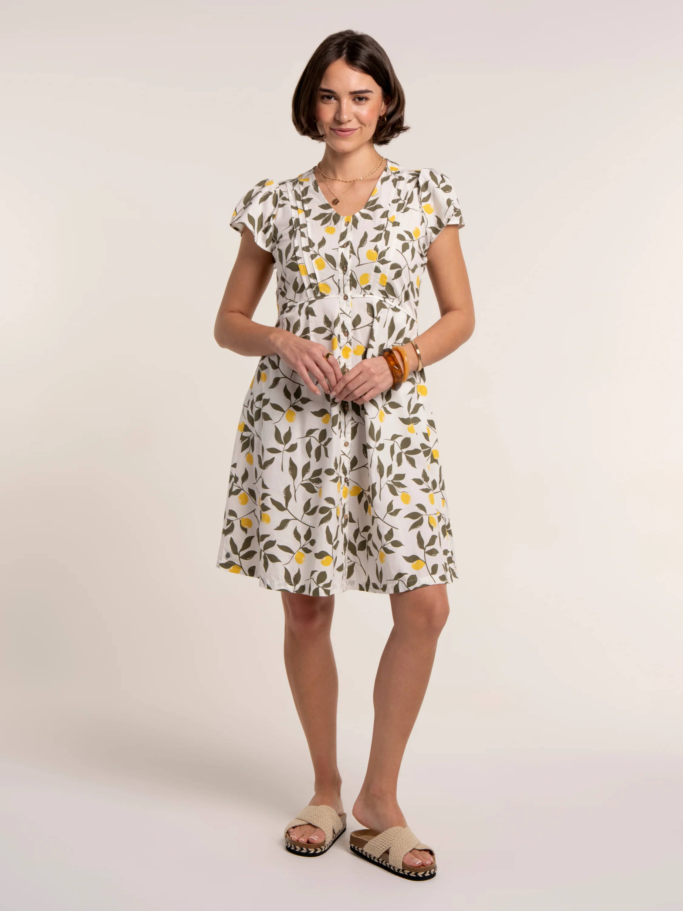 Renata Lemon Printed Knee Length Dress - Image 8