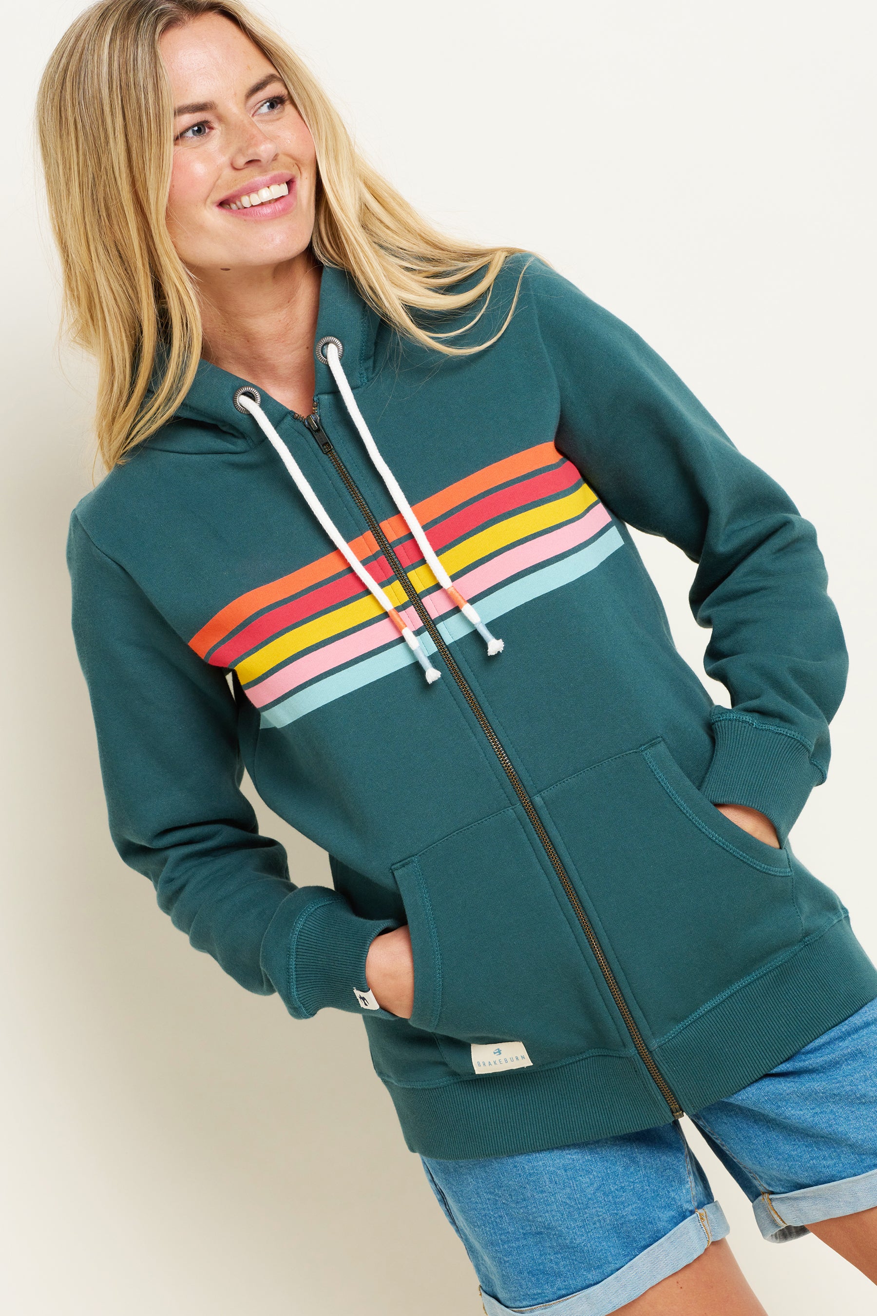 Retro Stripe Zip Thru Hoodie - Image 3