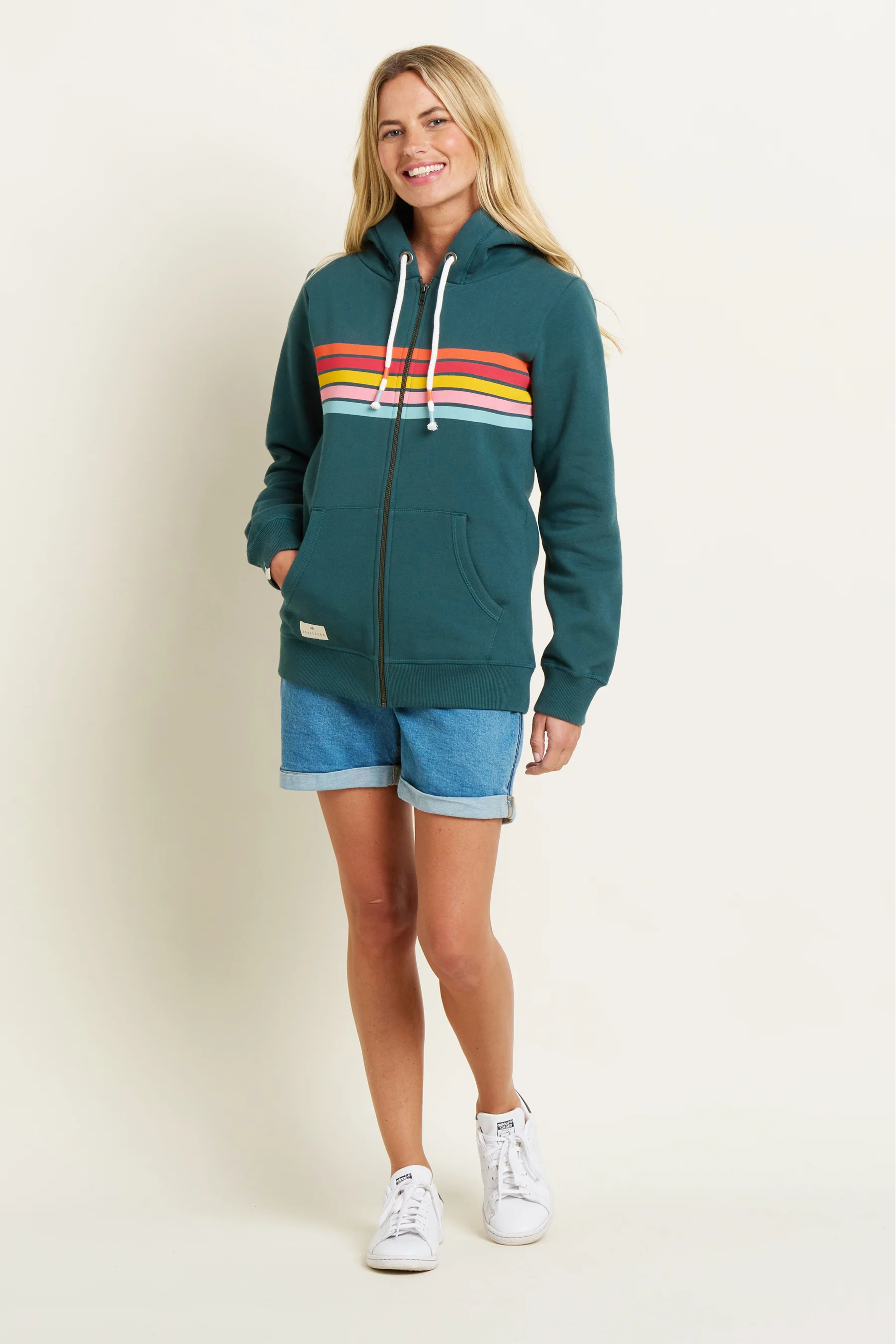 Retro Stripe Zip Thru Hoodie - Image 5