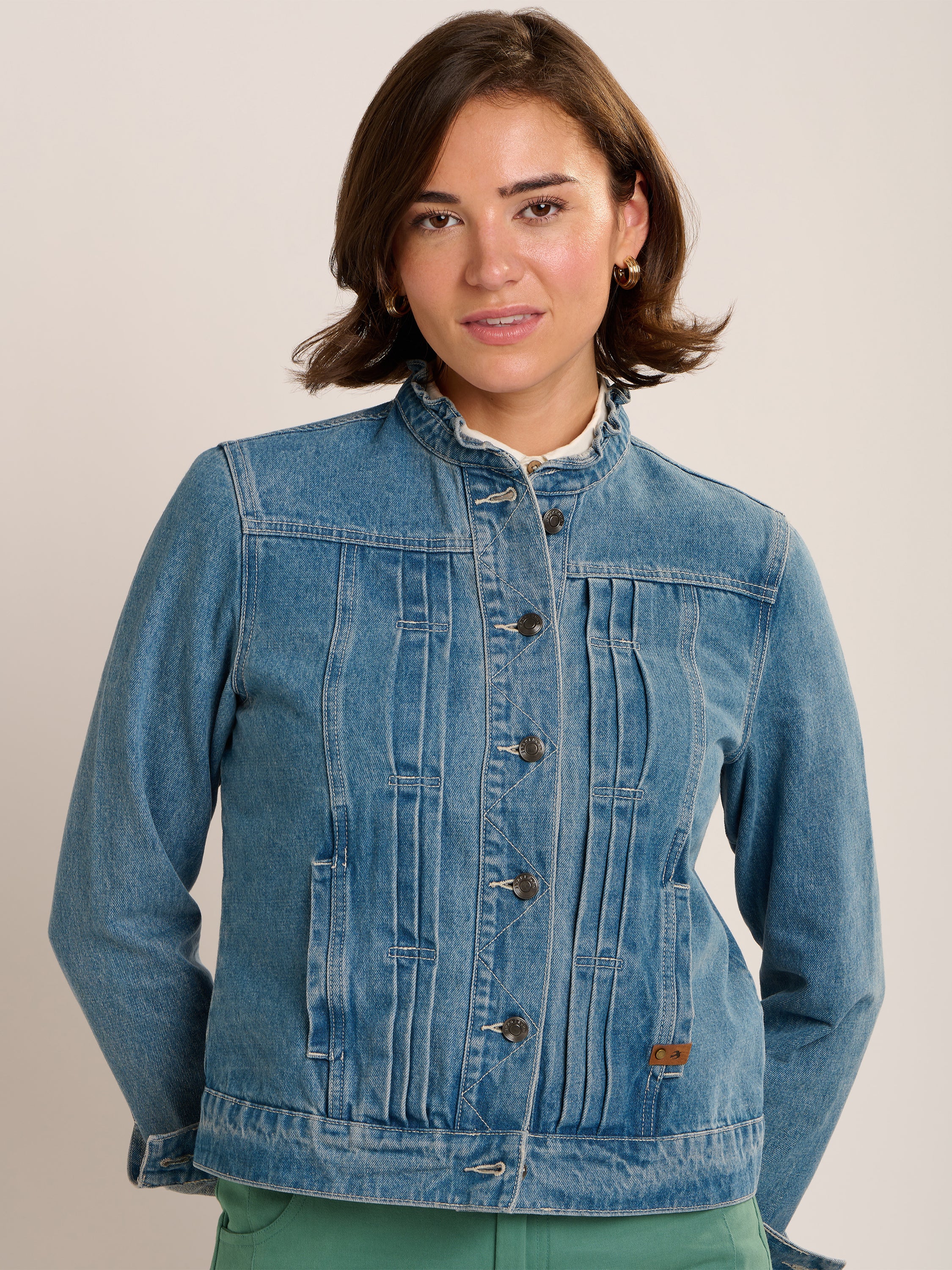Ruffle Neck Denim Jacket - Image 8
