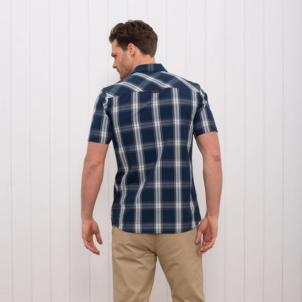 Short Sleeve Check Shirt Navy - Image 3