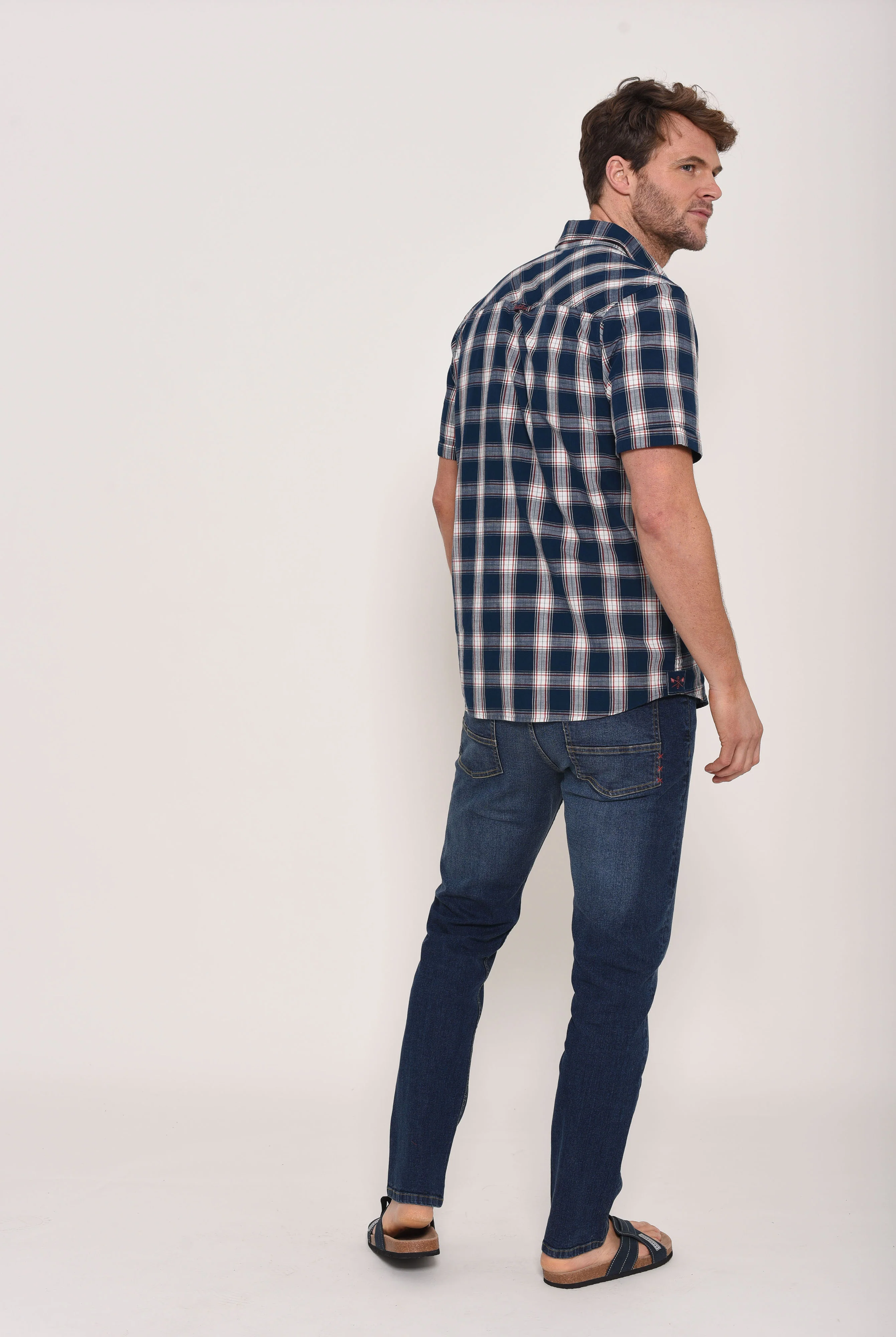 Short Sleeve Blue Check Shirt - Image 3