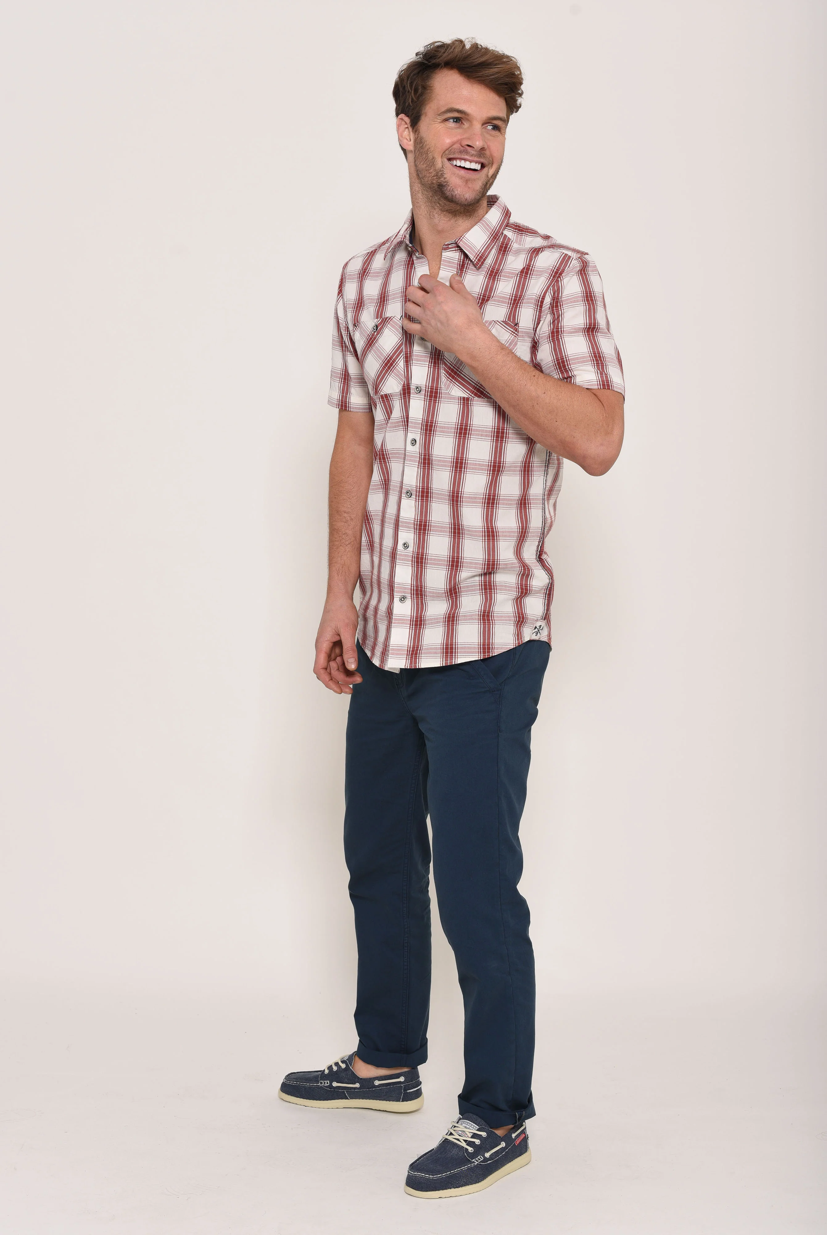 Short Sleeve Shirt Red Check - Image 3