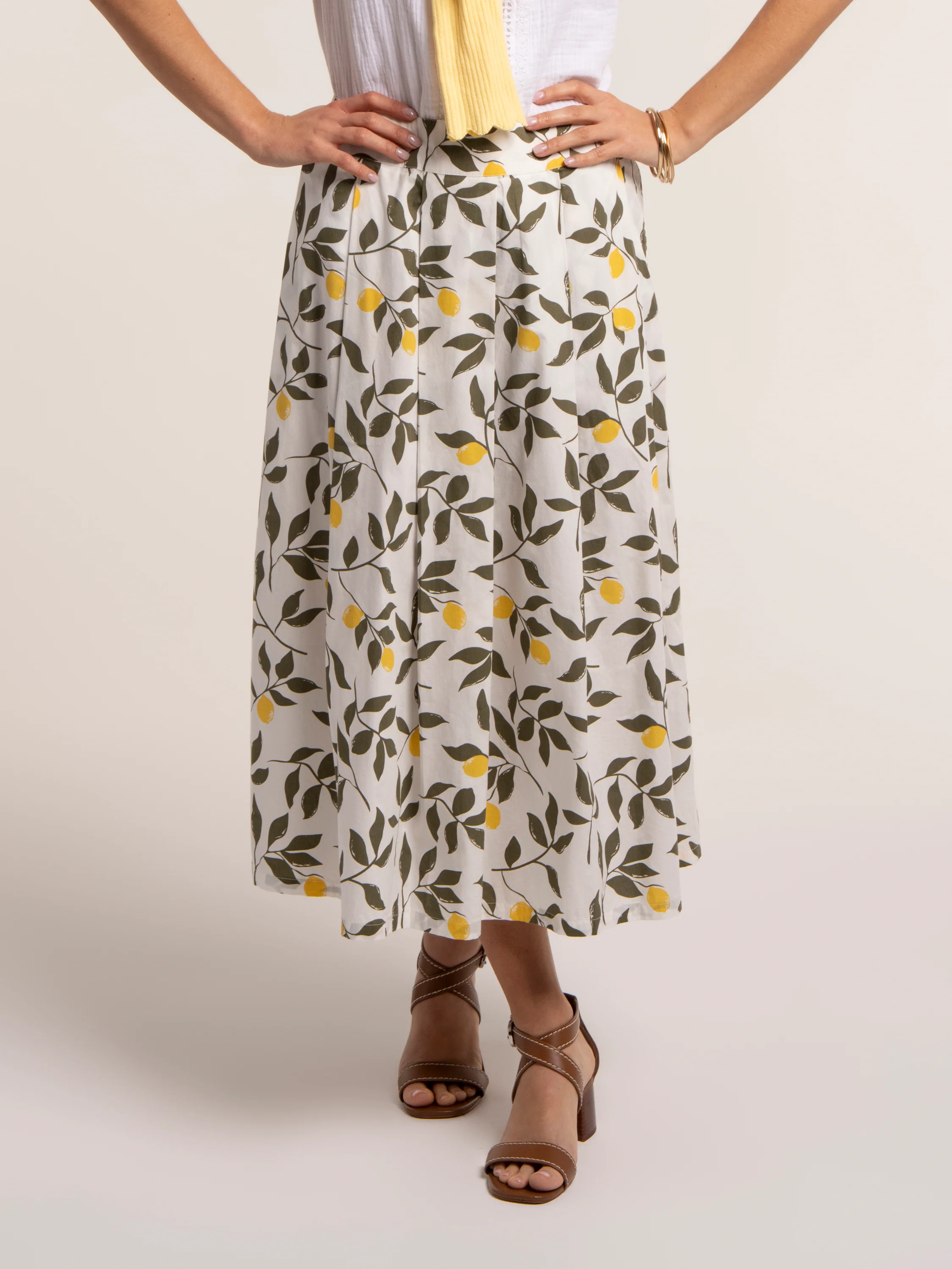 Sicily Lemon Printed Midi Skirt - Image 3