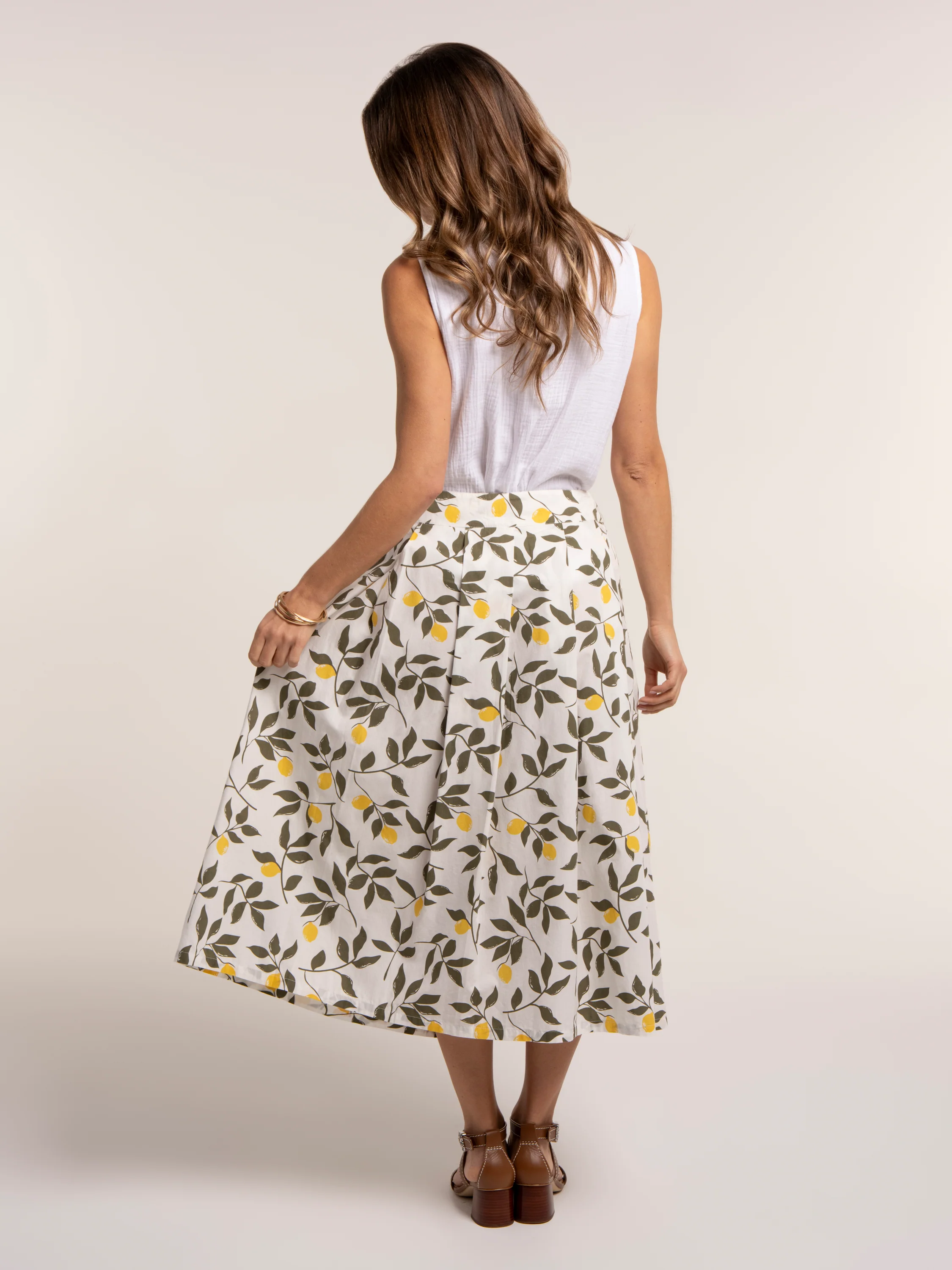 Sicily Lemon Printed Midi Skirt - Image 7