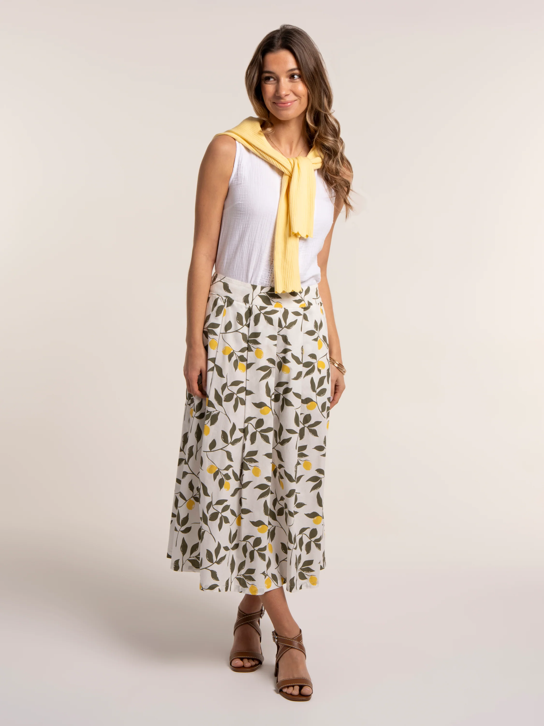 Sicily Lemon Printed Midi Skirt - Image 8