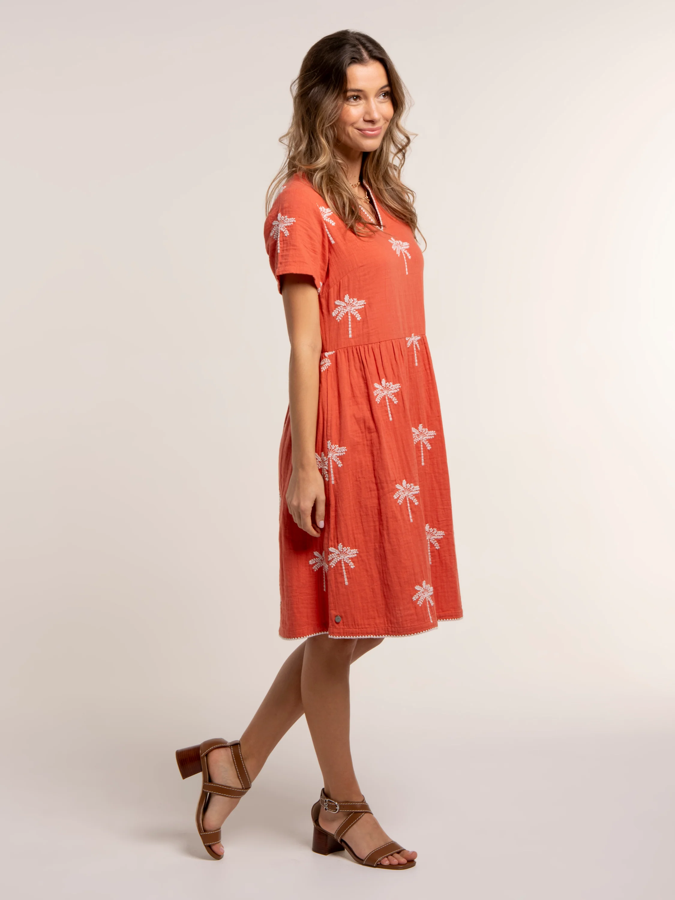 Sol Embroidered Double Cloth Knee Length Dress
