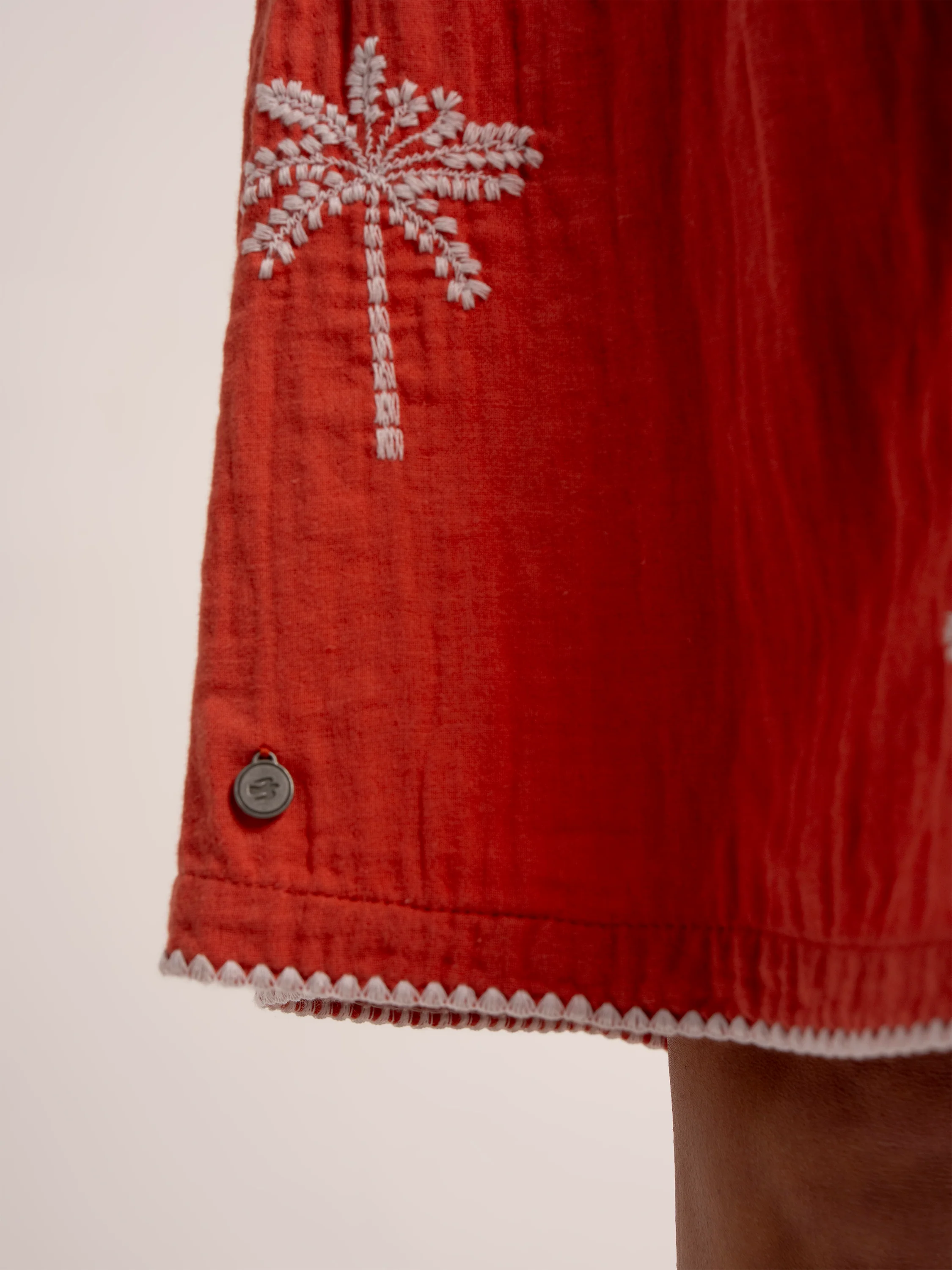Sol Embroidered Double Cloth Knee Length Dress - Image 6