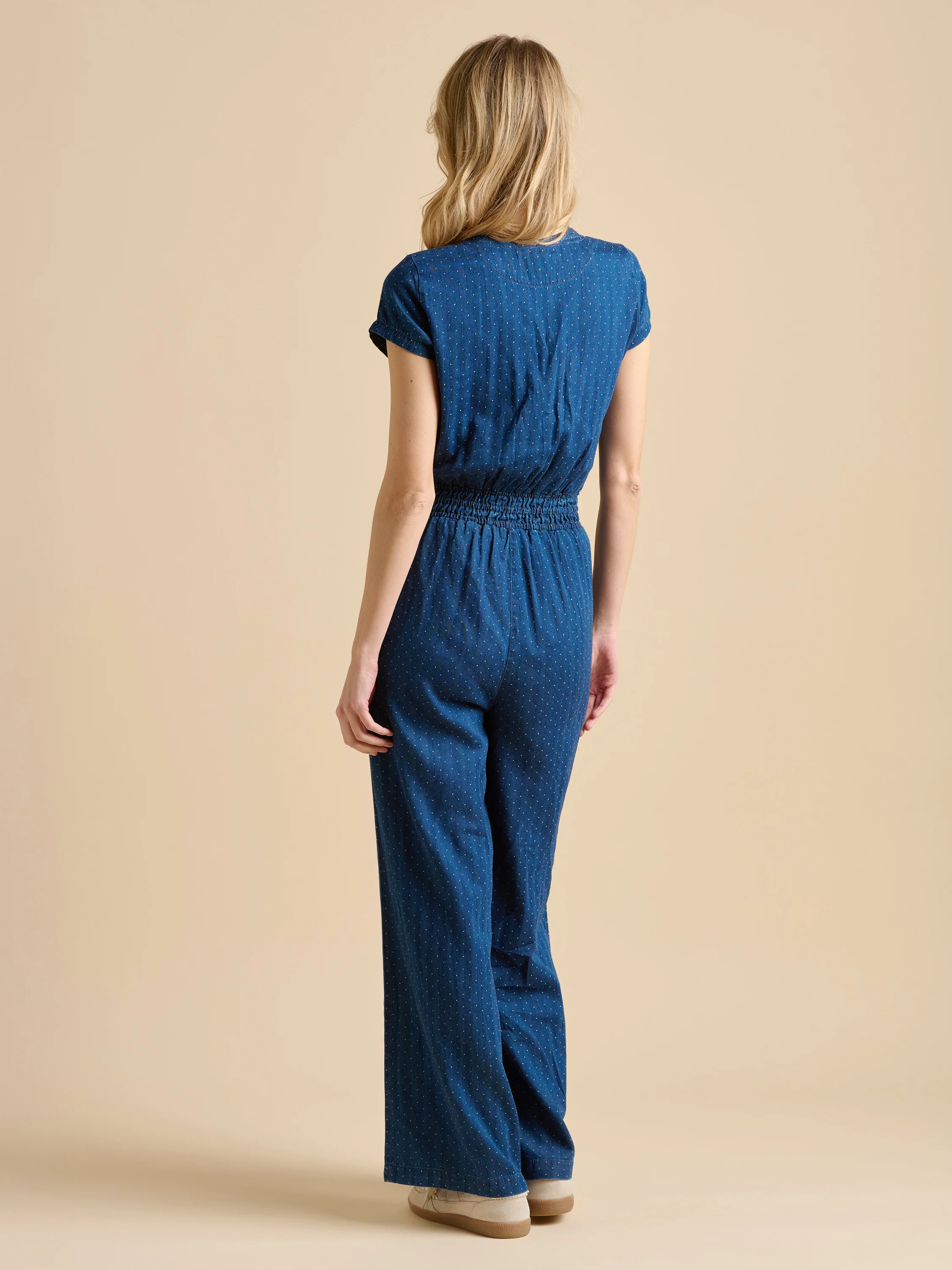 Spot Denim Wide Leg Jumpsuit - Image 2