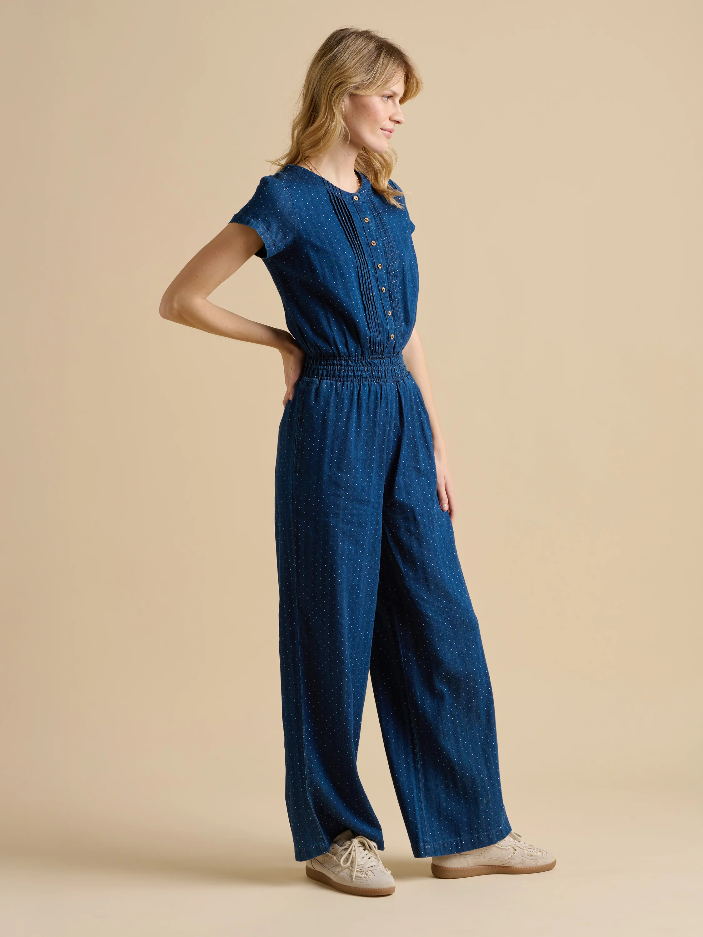 Spot Denim Wide Leg Jumpsuit - Image 4