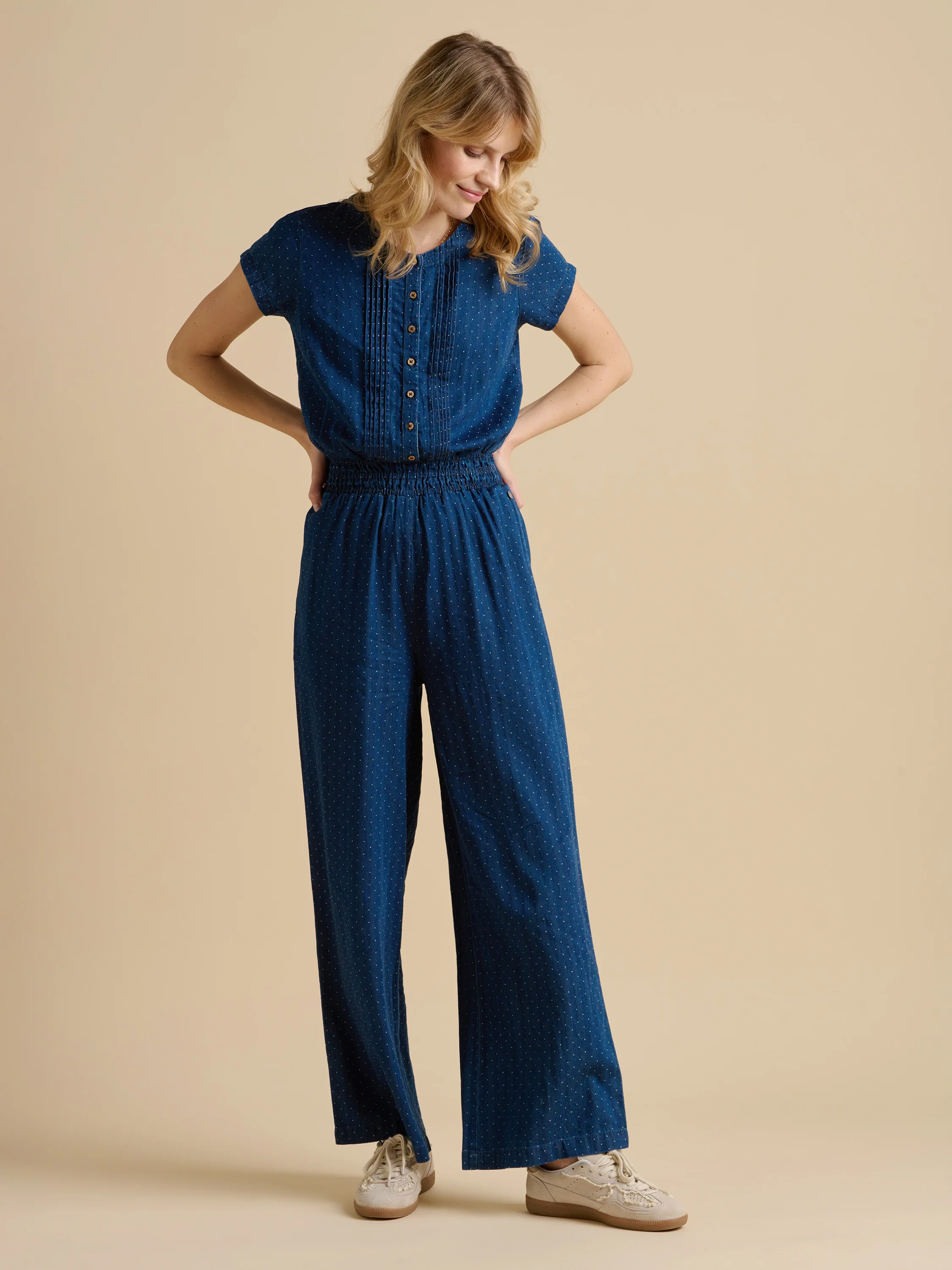 Spot Denim Wide Leg Jumpsuit - Image 5