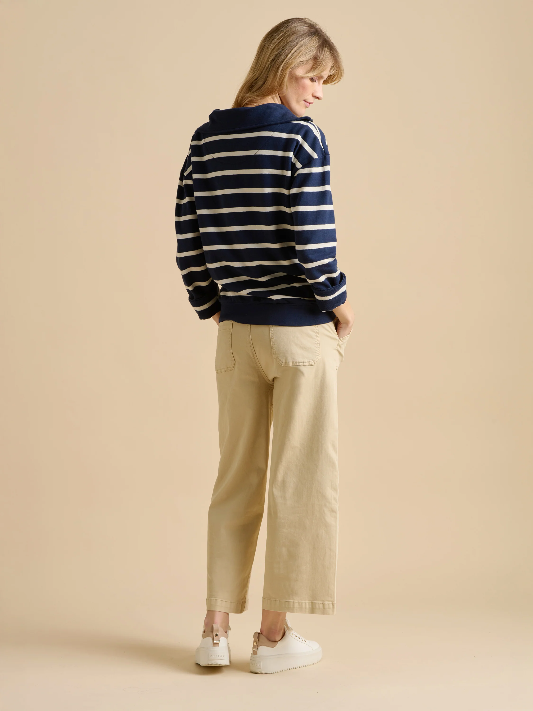 Navy Stripe Quarter Zip Sweat - Image 2