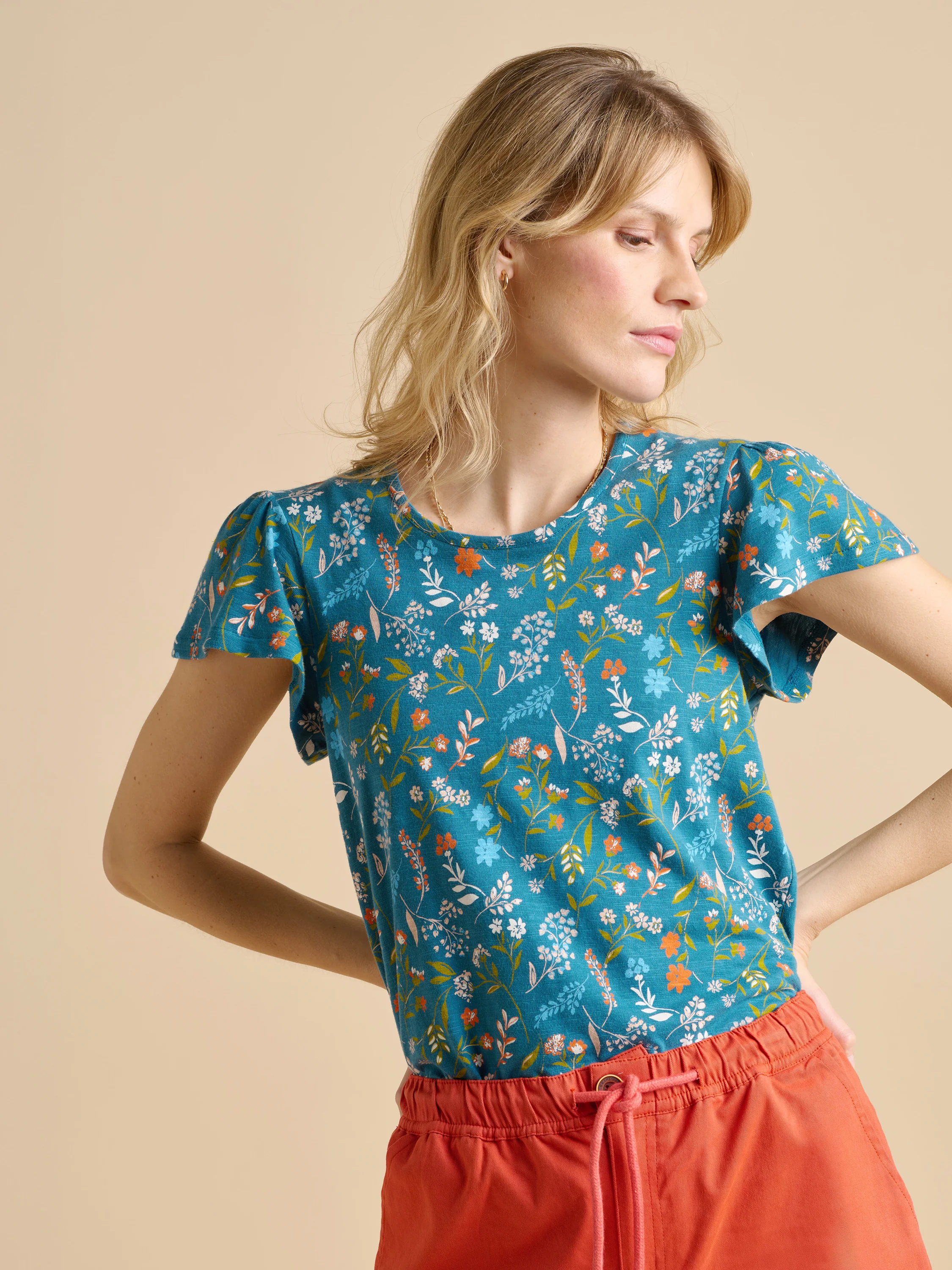 Teal Shoreline Meadow Jersey T Shirt - Image 2