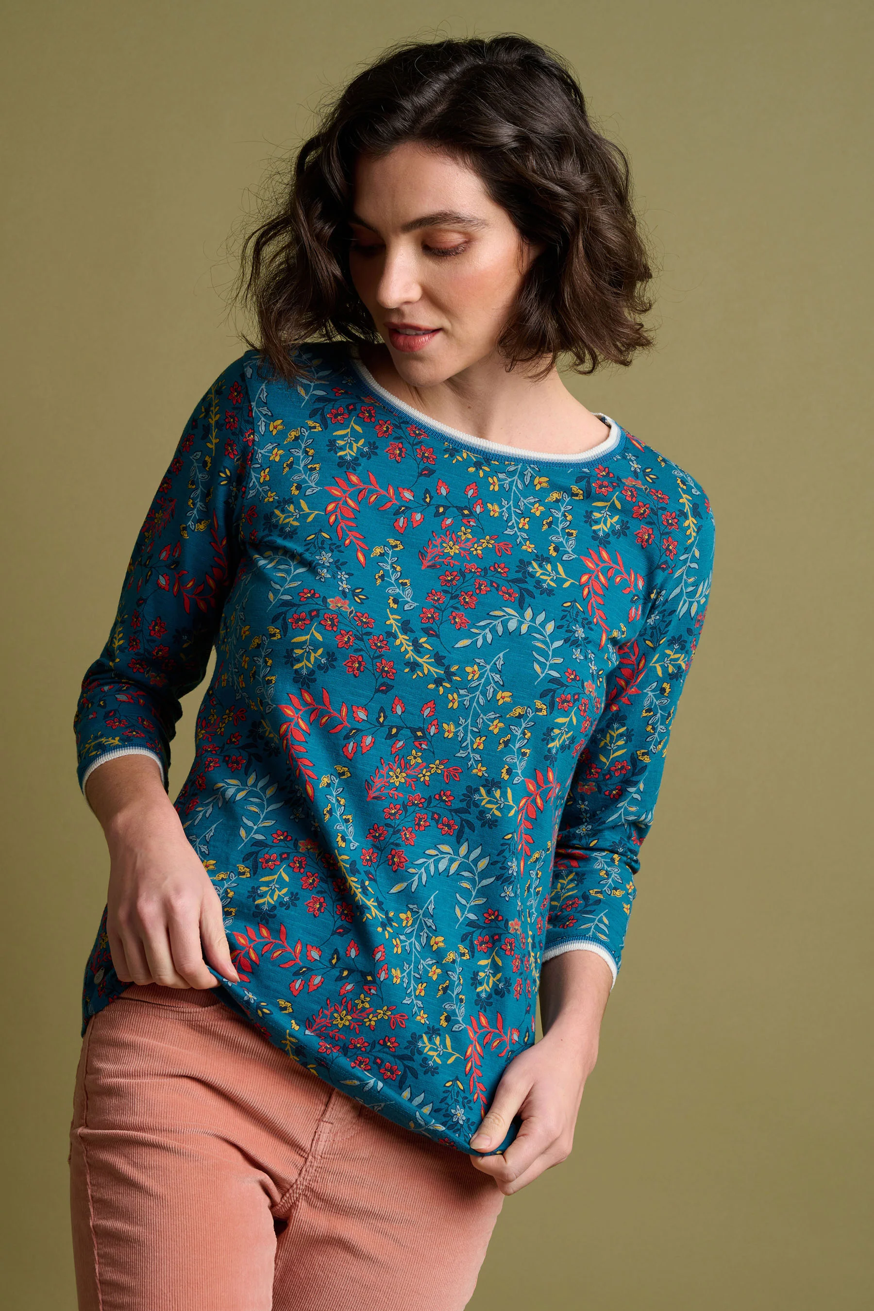 Uma Floral Paisley 3 Quarter Tee - Image 5