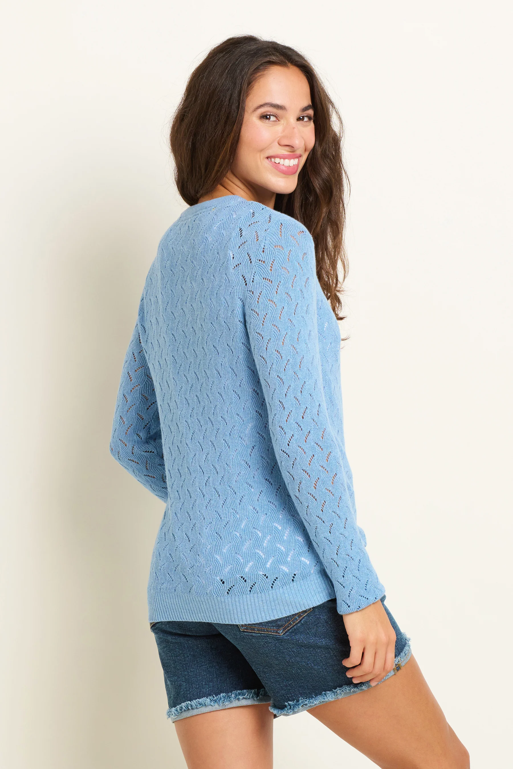 Wave Pointelle Knitted Cardigan - Image 3