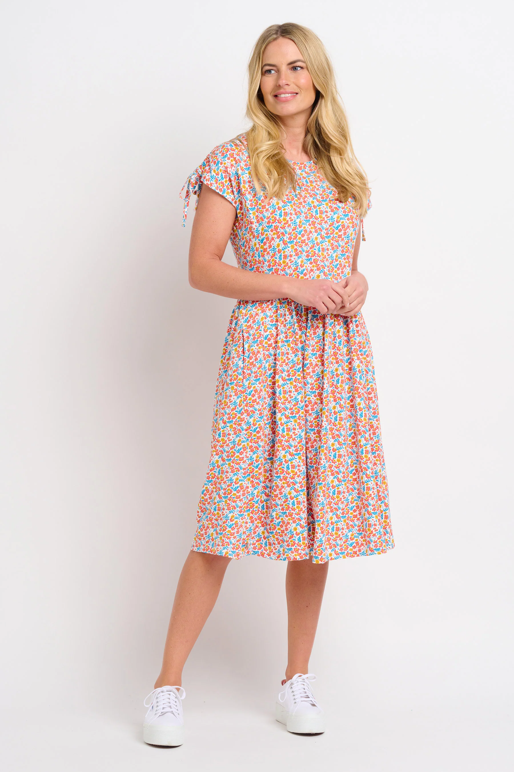 Whimsical Floral Tie Shoulder Dress - Image 4