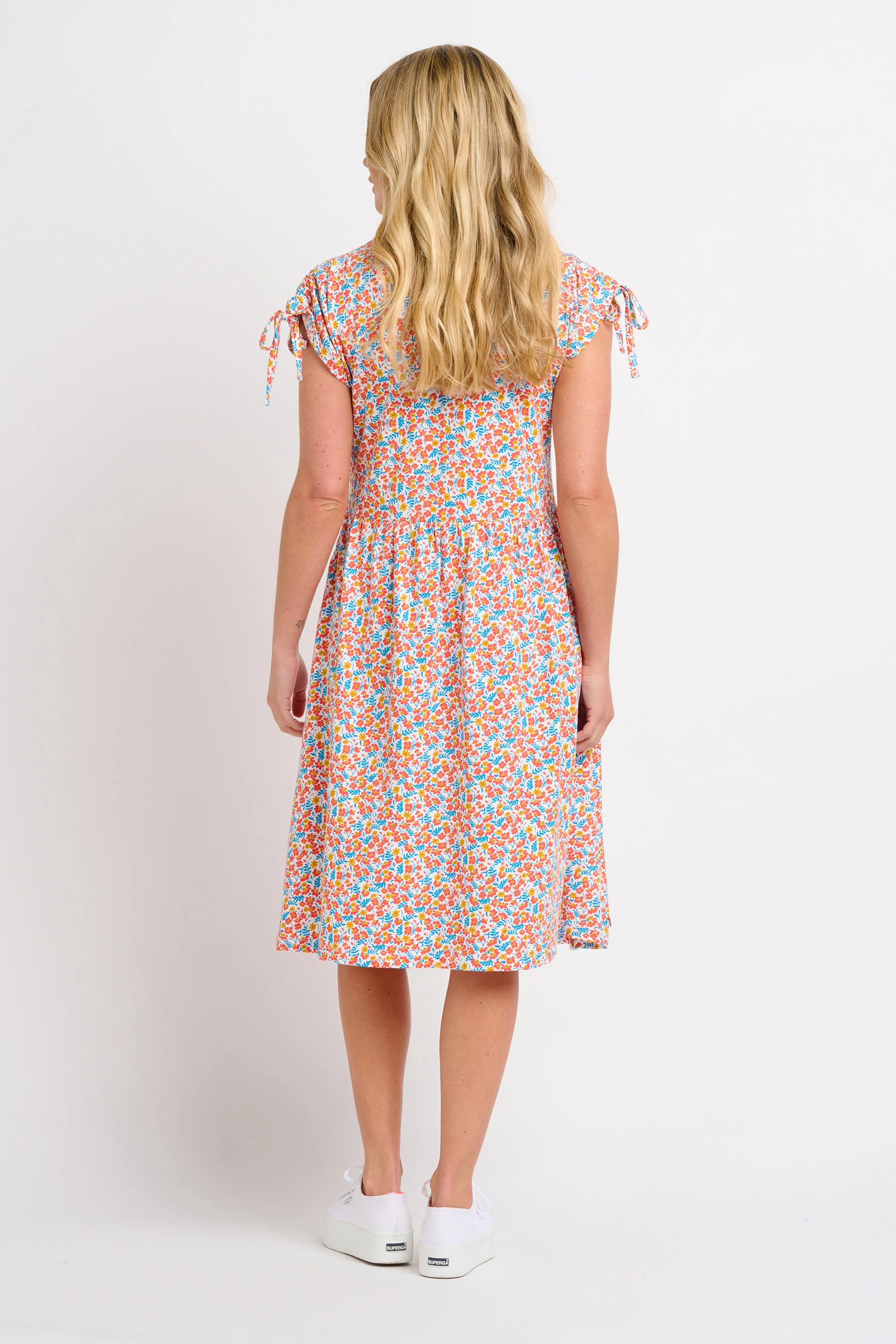 Whimsical Floral Tie Shoulder Dress - Image 6